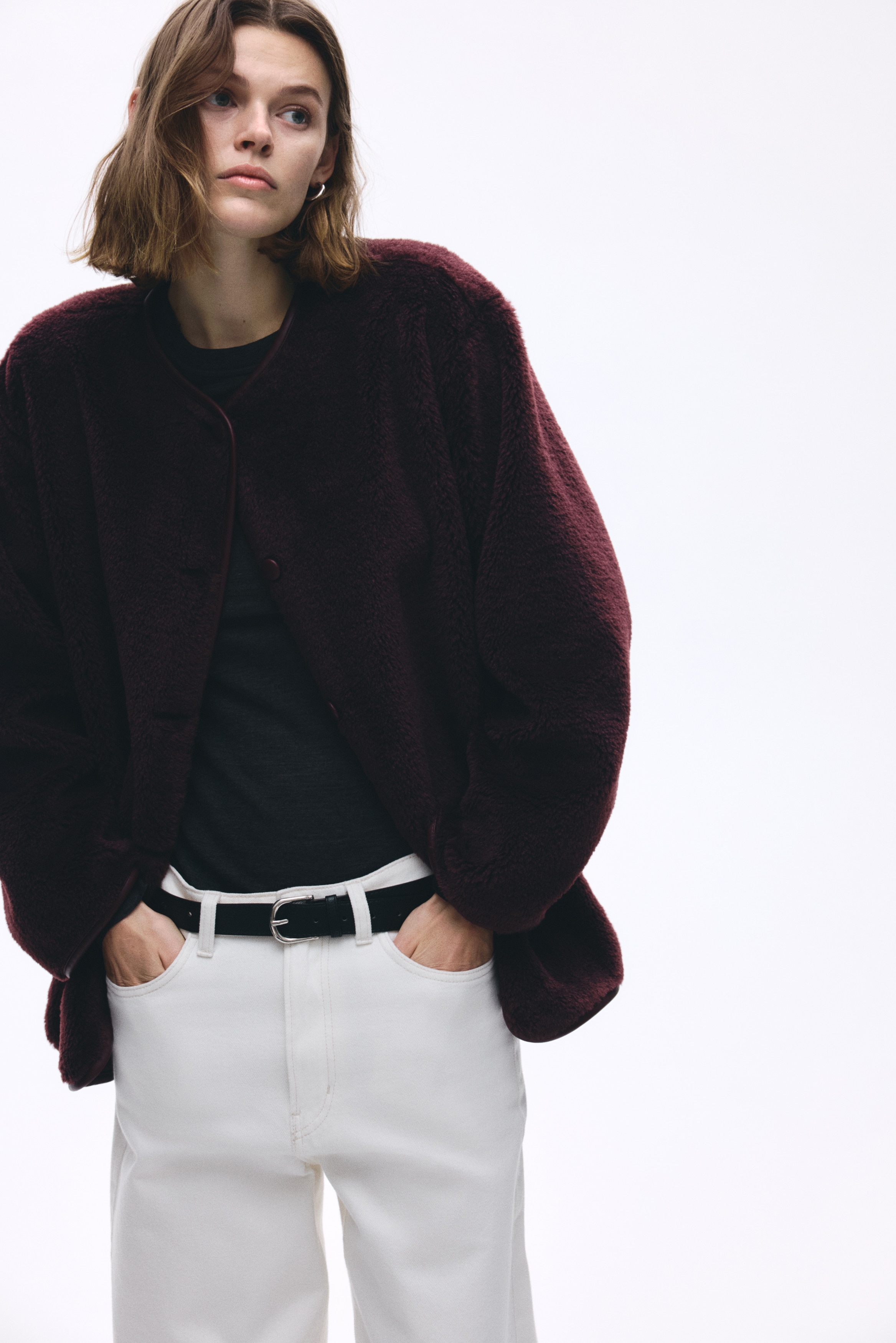 H & M - テディジャケット - パープル