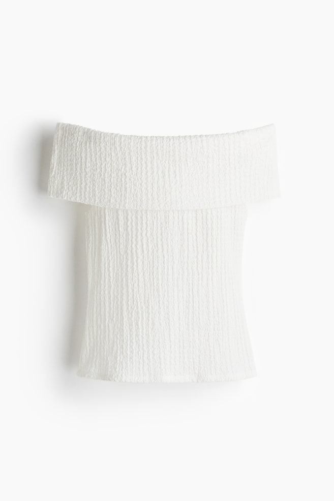 Off-the-shoulder top - White/Black/Red - 1