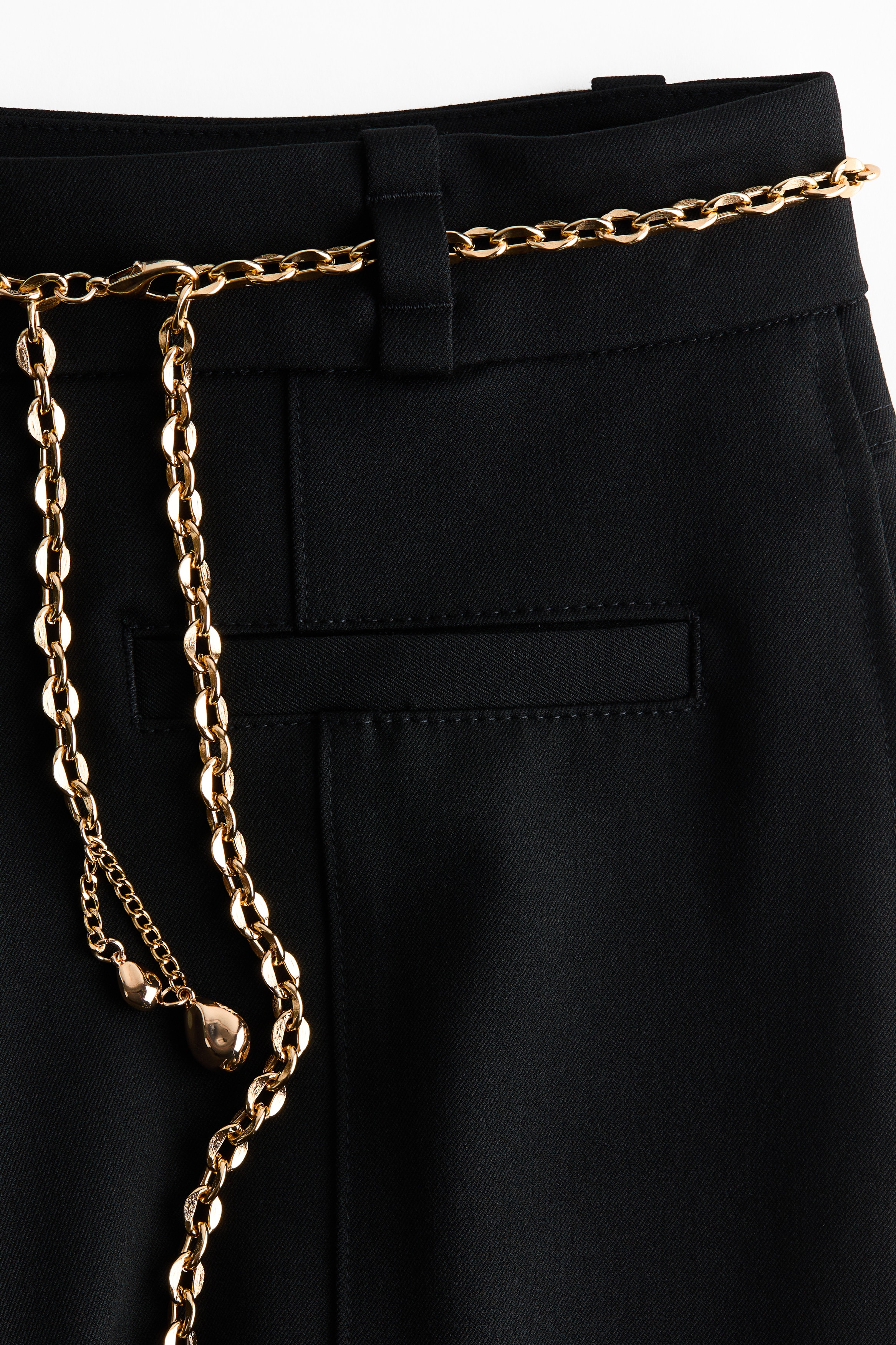 Chain-belt flared trousers