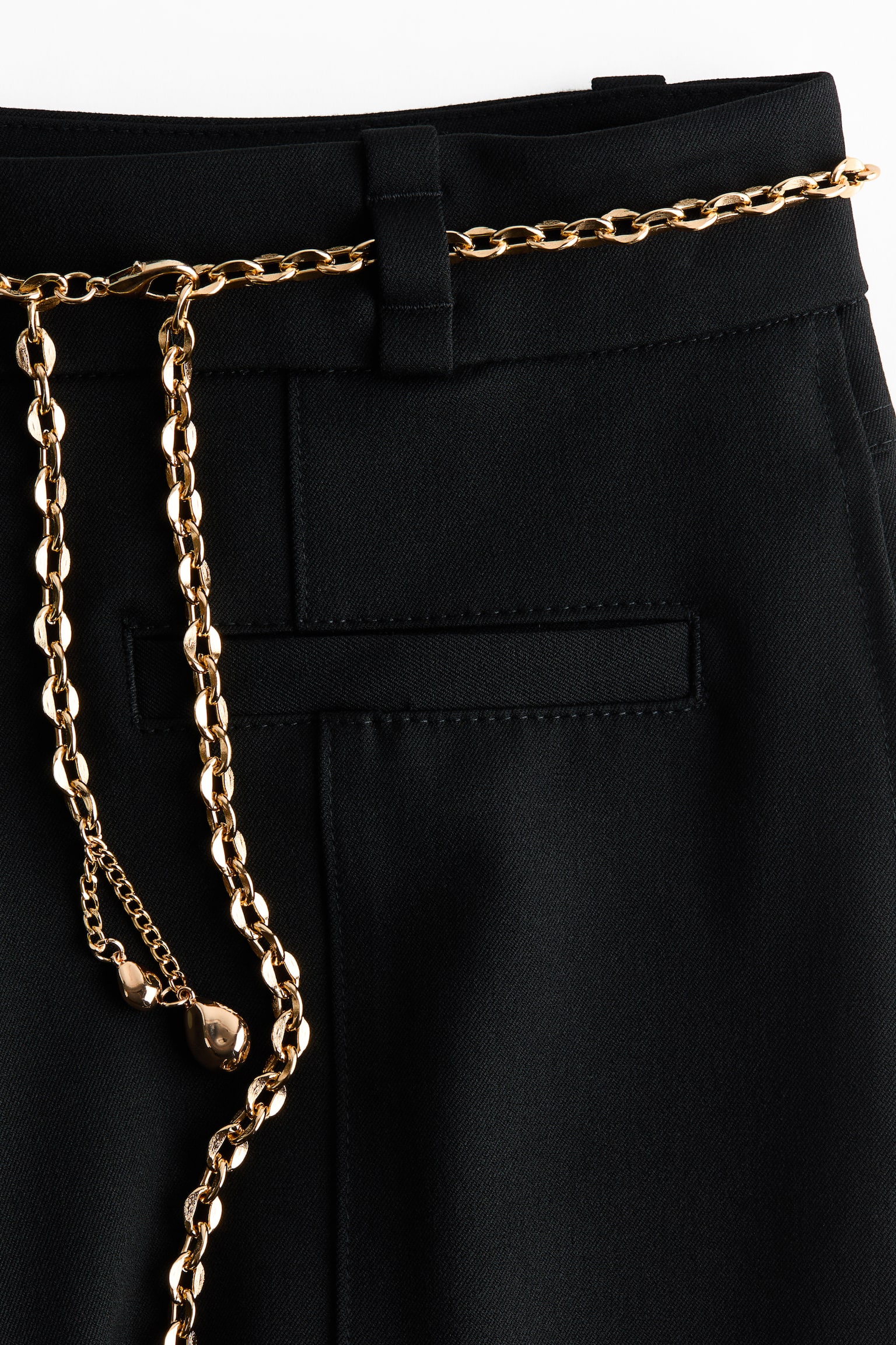Chain-belt flared trousers - Black - 5