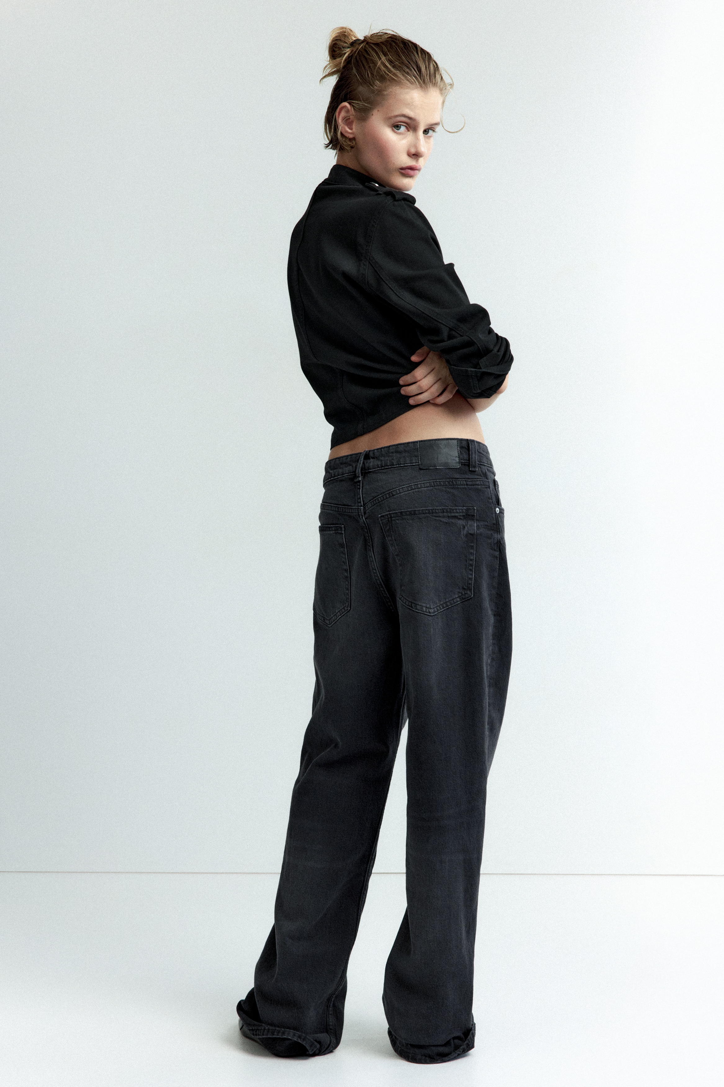 Women's Denim black Straight High-Waist Jeans | H&M US