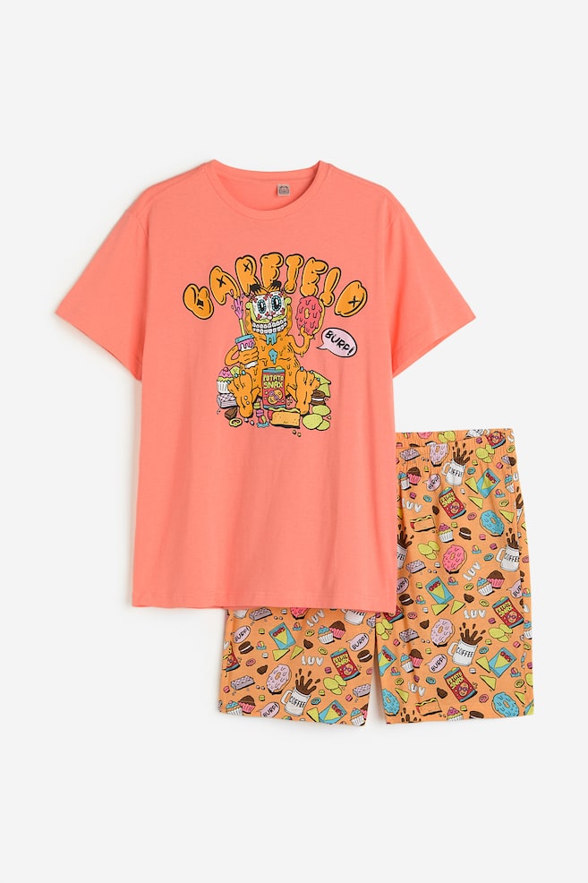Regular Fit Pyjama T-shirt and shorts - Coral/Garfield/White/Garfield/Purple/SpongeBob/White/Disney100 - 2