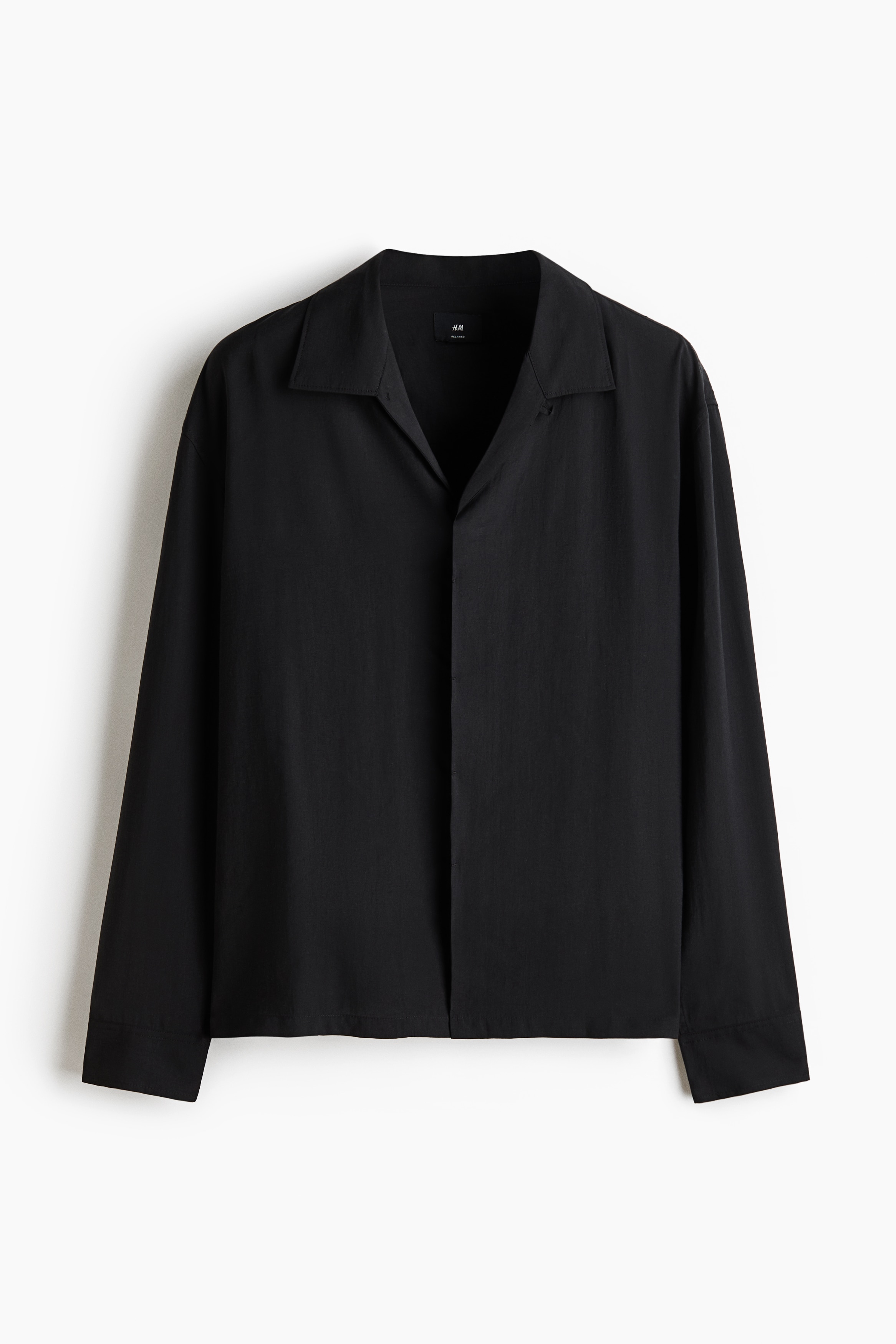 Relaxed Fit Long-sleeved resort shirt - Black/Dark purple