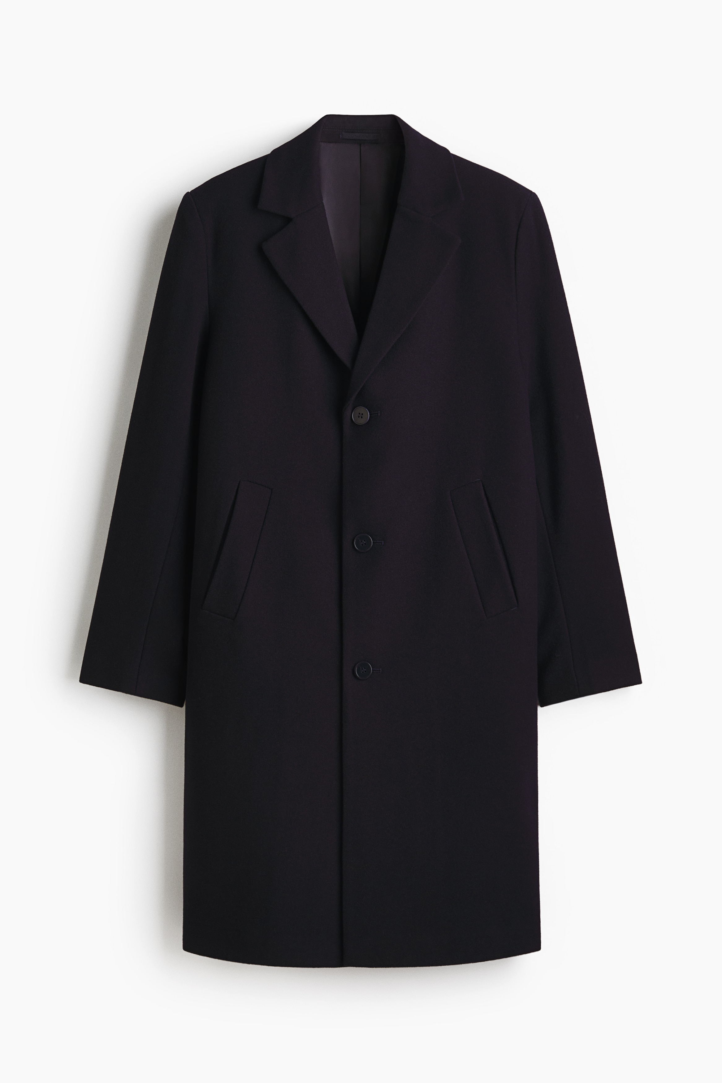 Single-Breasted Wool-Blend Coat - Dark blue/Dark khaki green