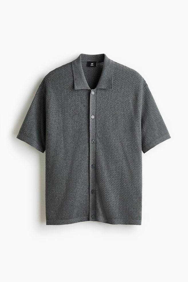 Regular Fit Textured-knit shirt - Grey marl/Dark green - 1