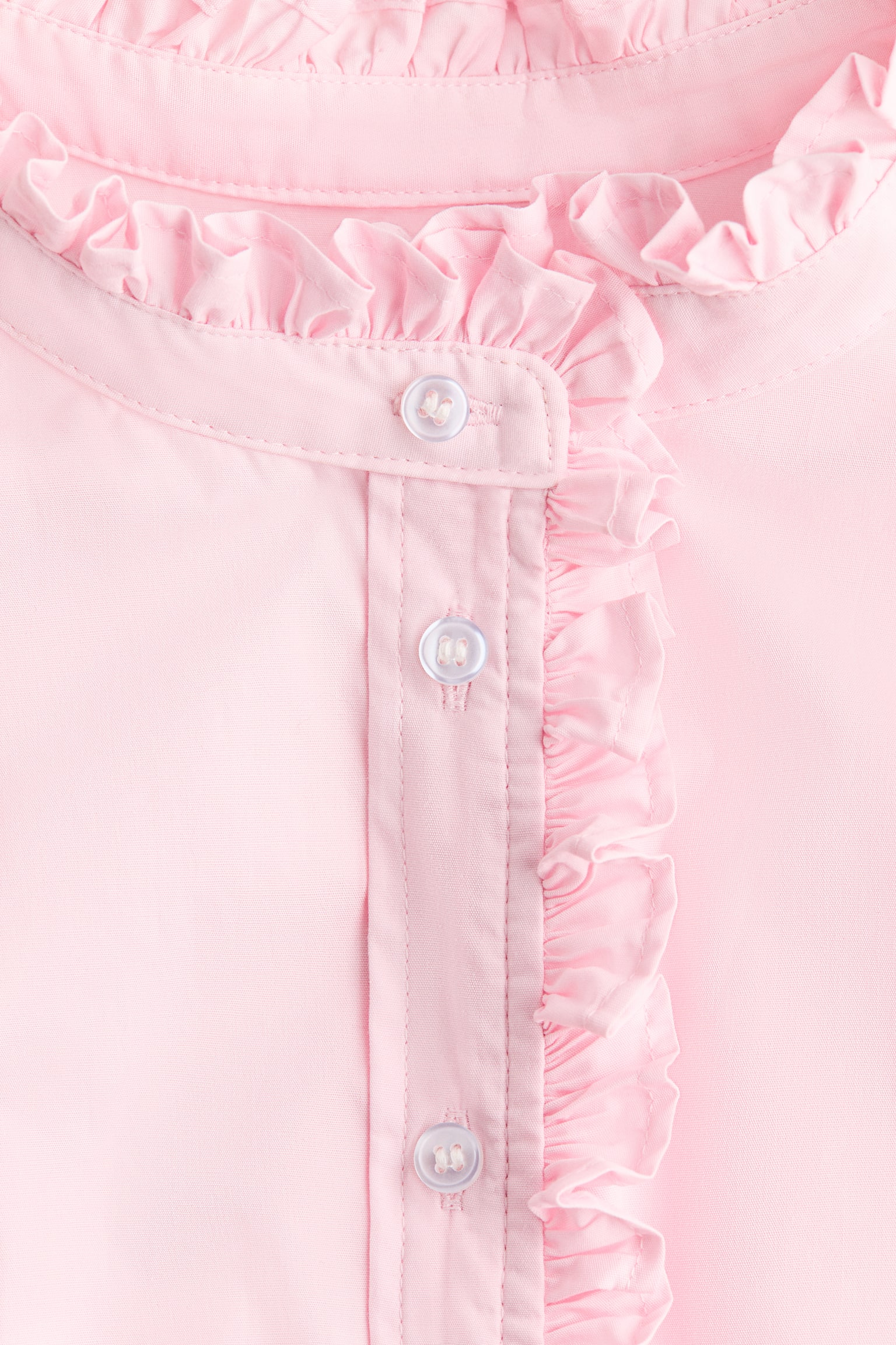 Frill-trimmed poplin blouse - Light pink/Blue/Striped/White/Red striped - 2