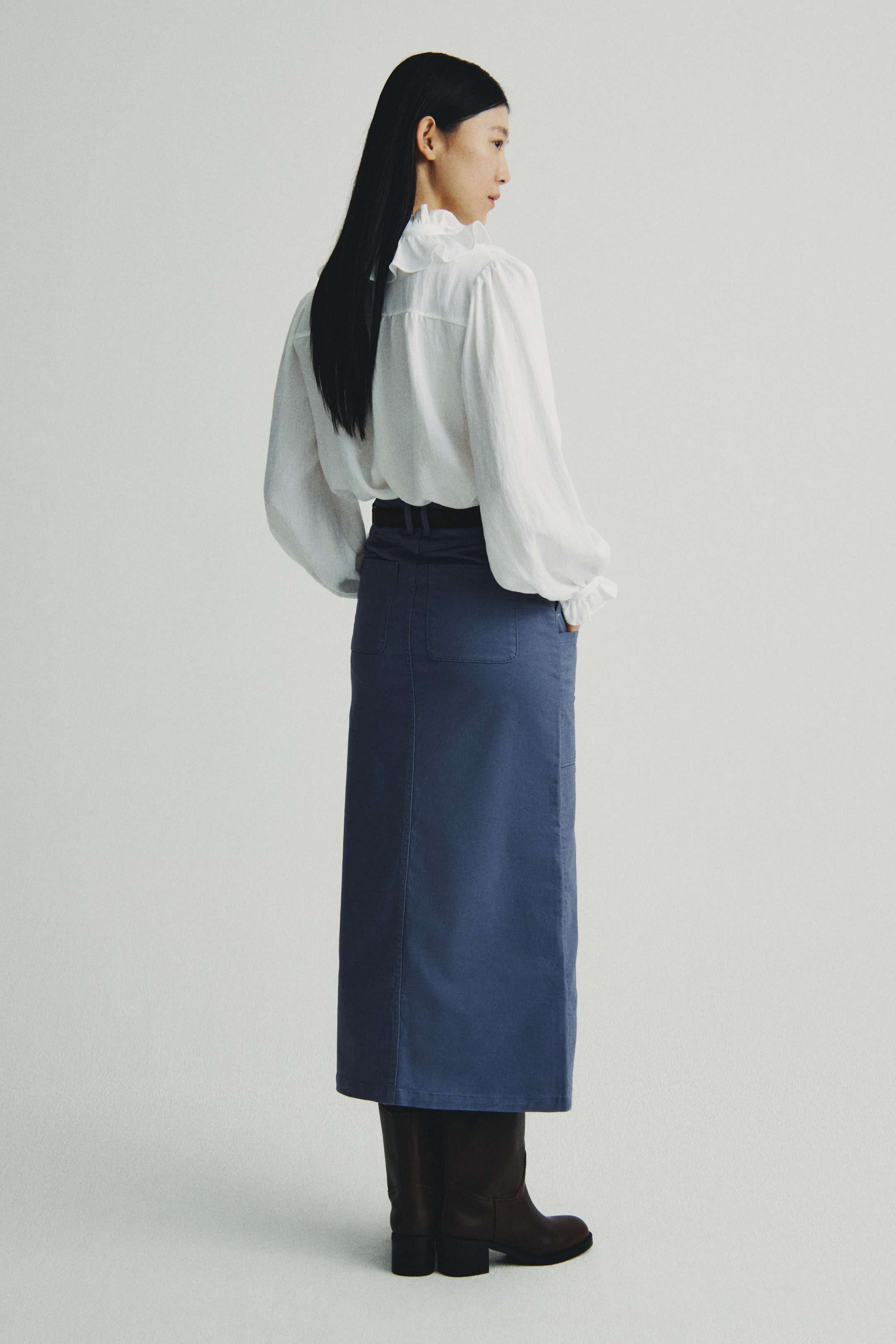 이미지 확대 보기: Cotton cargo skirt - Pigeon blue - 여성 | H&M KR 2