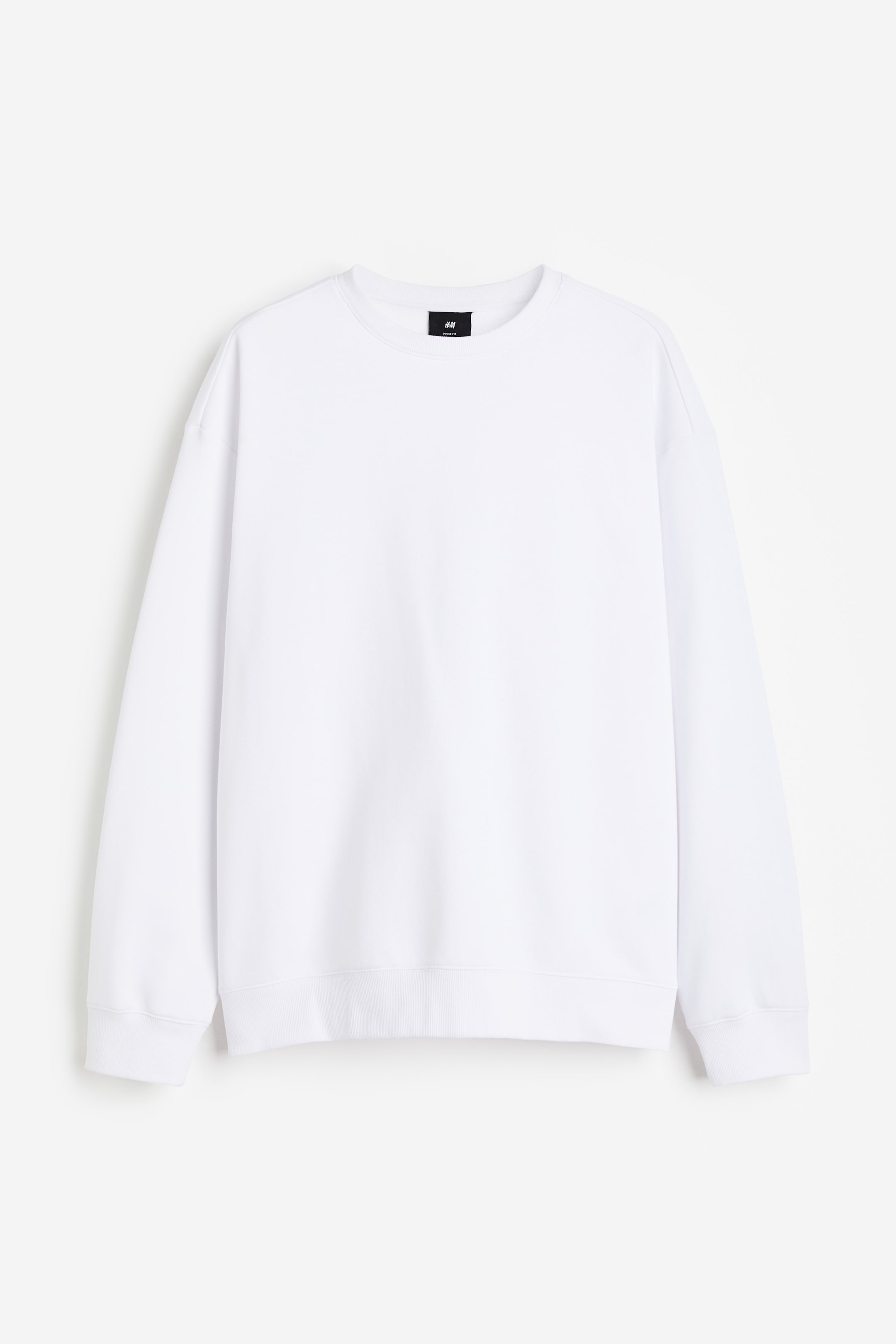 Loose Fit Sweatshirt - Round Neck - Long sleeve - White - Men | H&M US