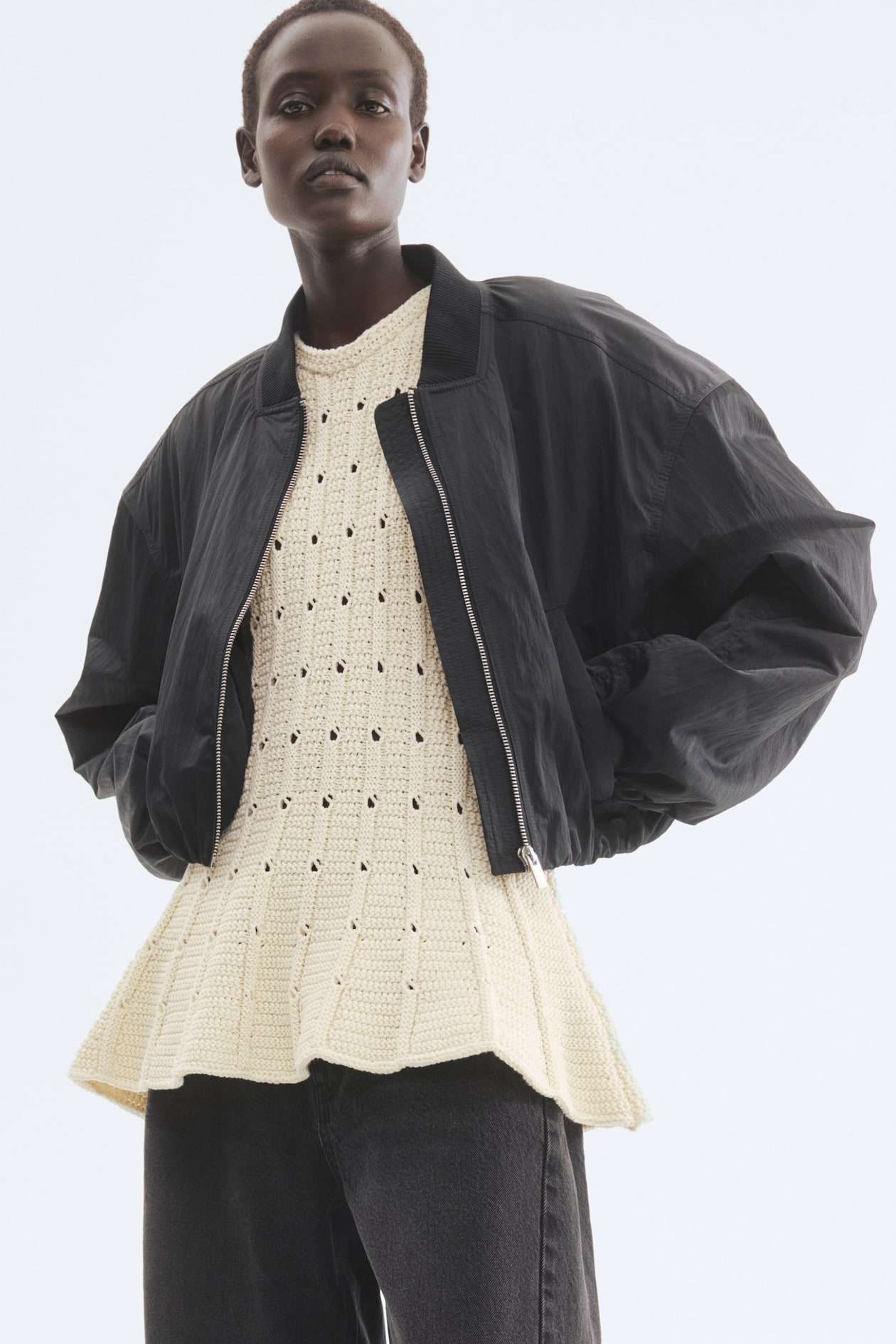 Pointelle-Knit Peplum Top - image 4