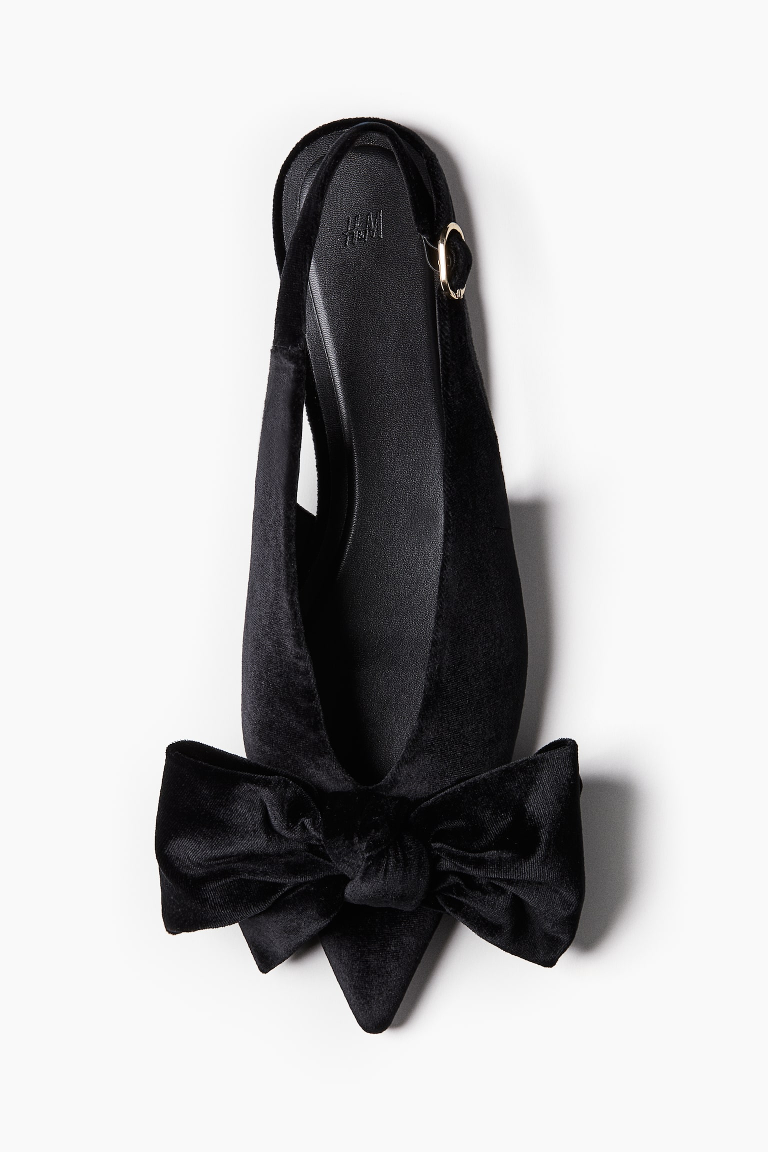 Bow-Detail Velour Slingbacks - Black - 1