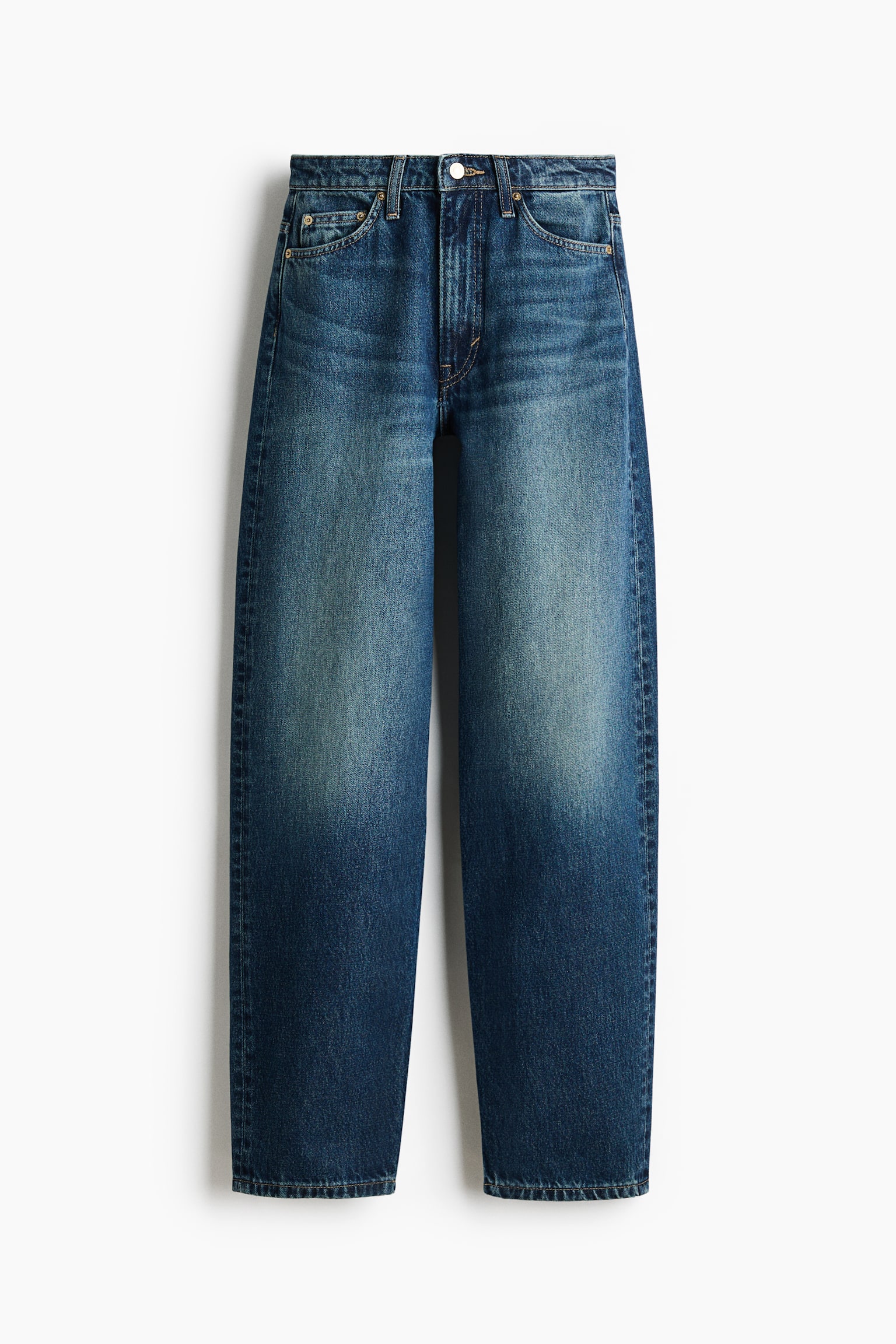 Barrel High Waist Jeans - Ciemnoniebieski denim/Niebieski denim - 1