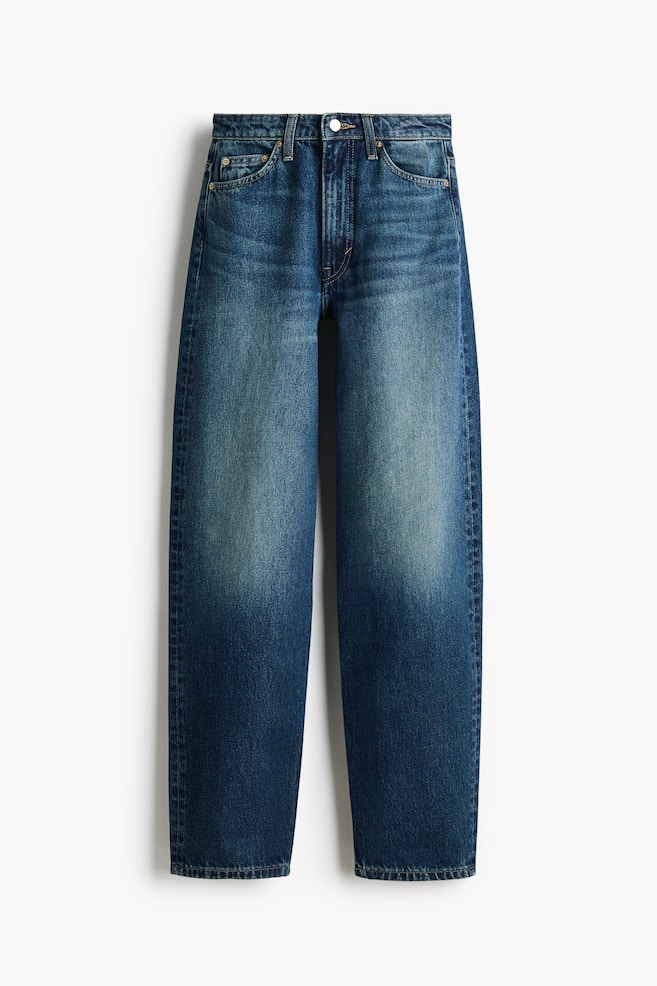 Barrel High Waist Jeans - Dark denim blue/Denim blue - 1