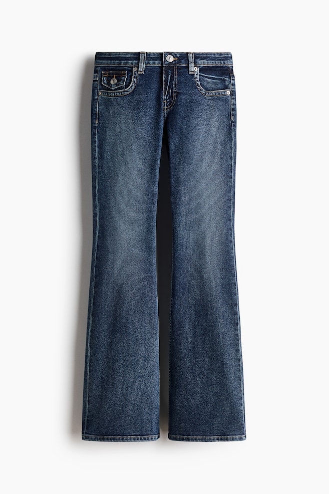 Flared Low Waist Jeans - Mørk denimblå/Mørk denimblå/Sort/Lys denimblå/Mørk denimblå - 1