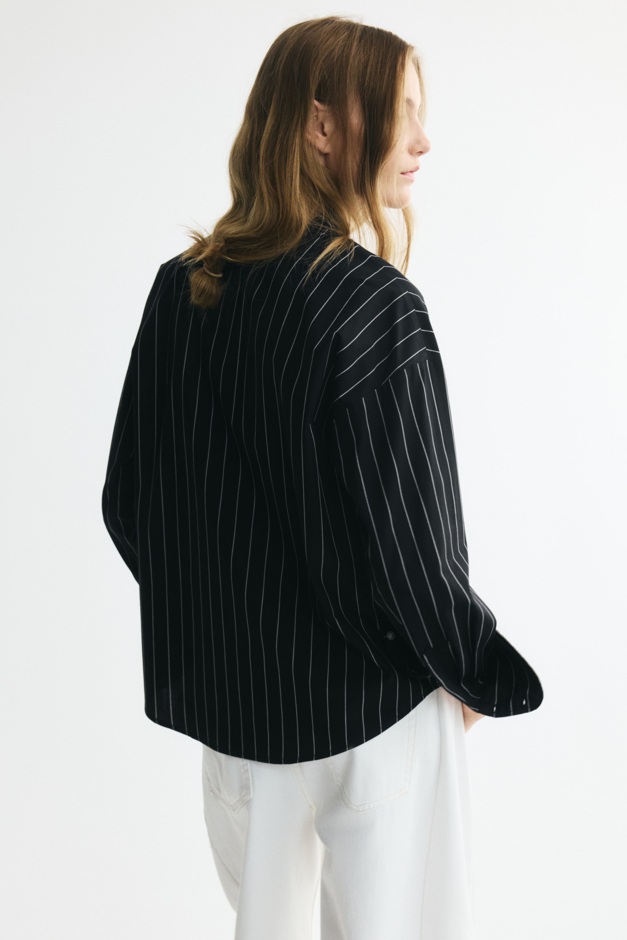 Cotton Blouse with Scarf Collar