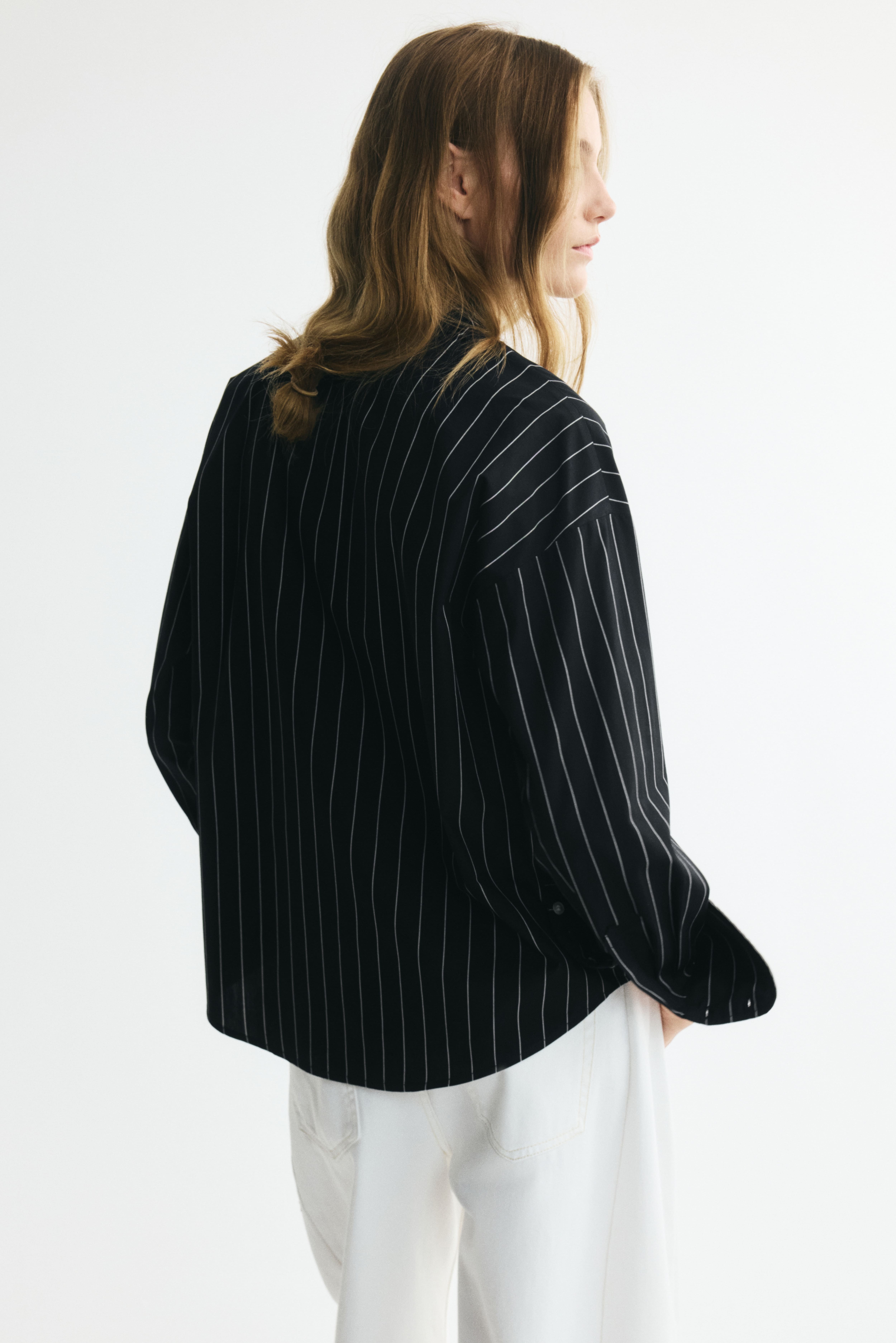 Cotton Blouse with Scarf Collar