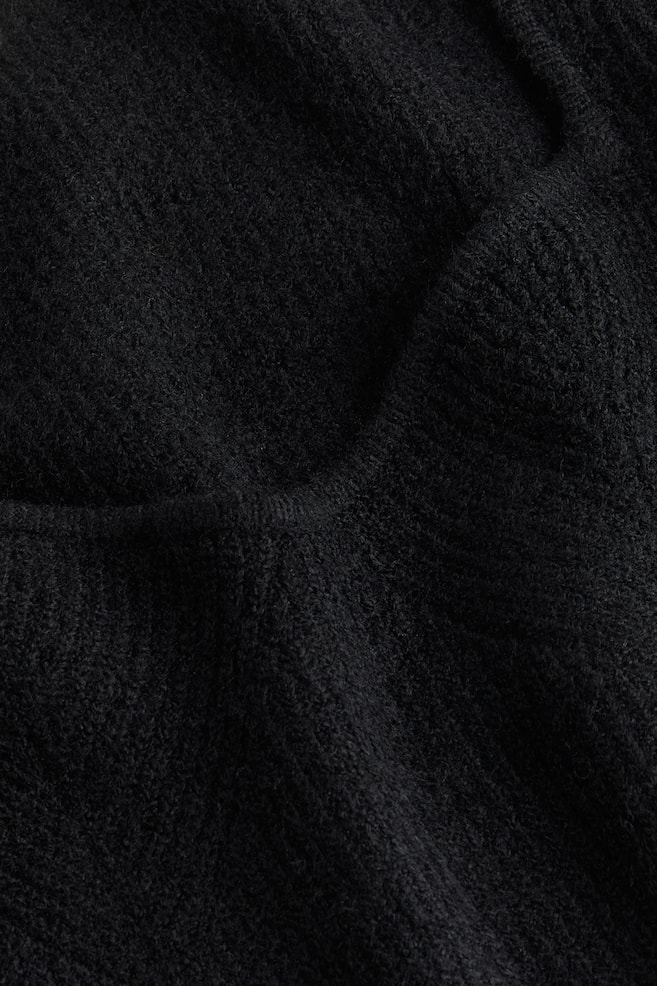 Rib-knit dress - Black/Beige marl - 5