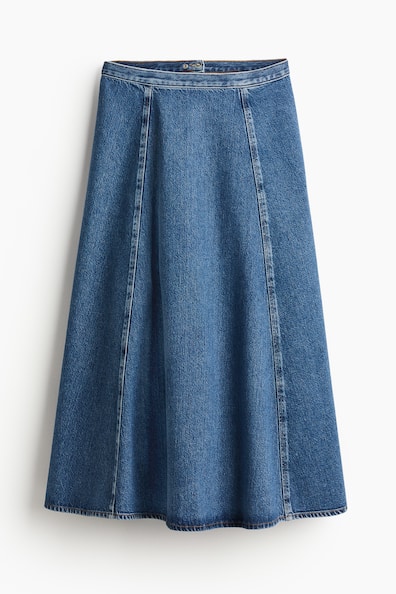 A-line denim skirt - High waist - Midi - Denim blue - Ladies | H&M GB