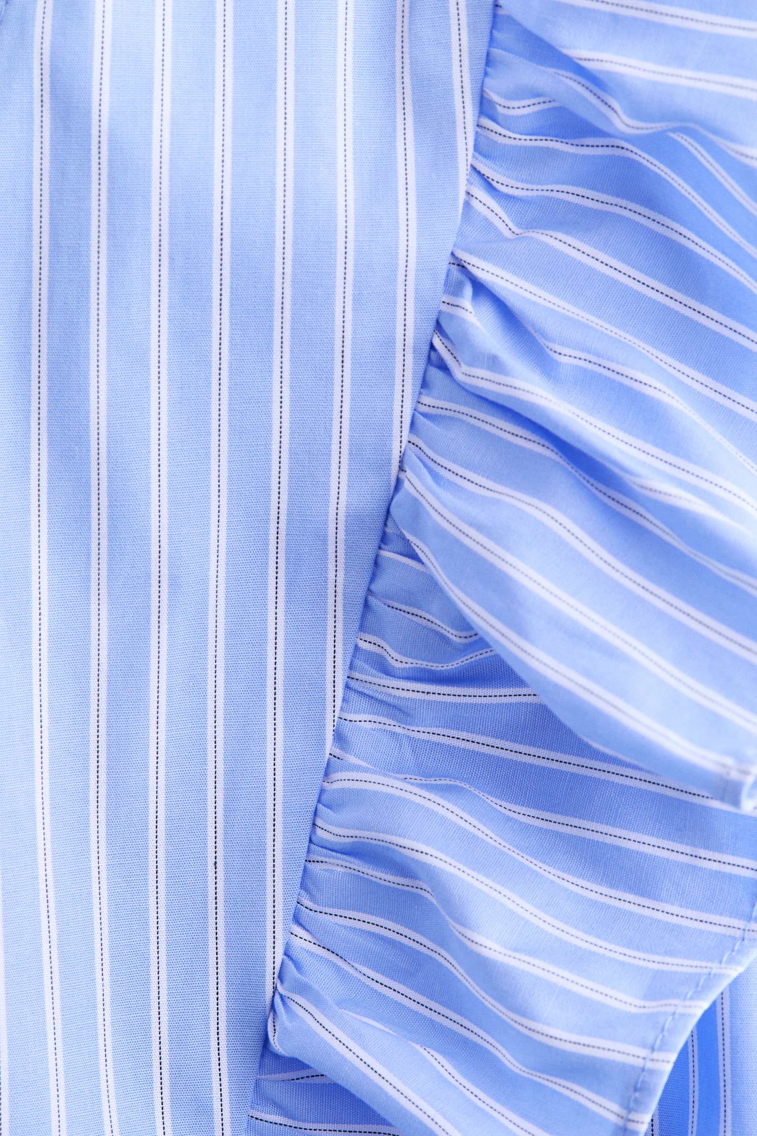 Поплінова блуза на запах - Світло-блакитний/смужки - 5