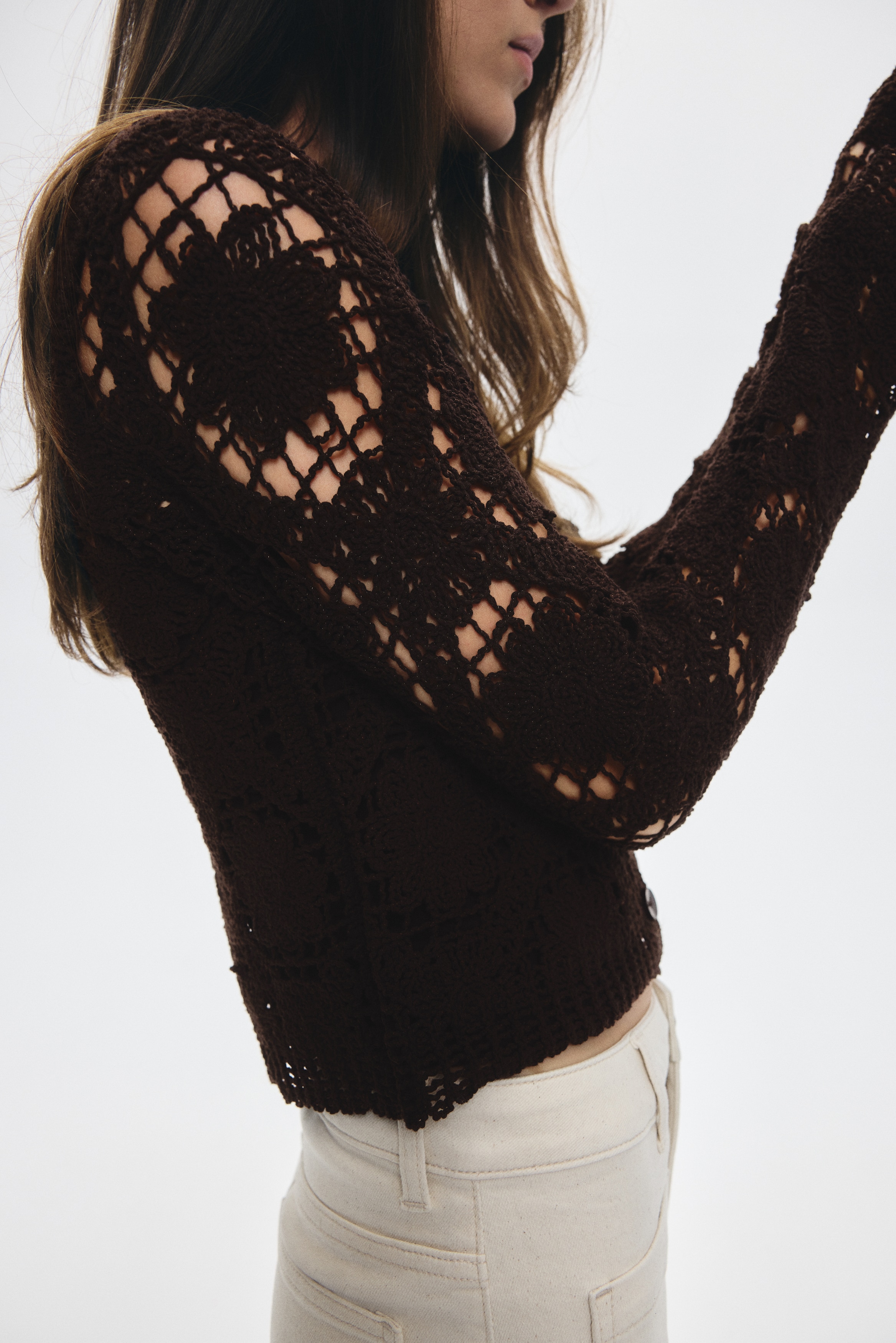 Crochet-look cardigan