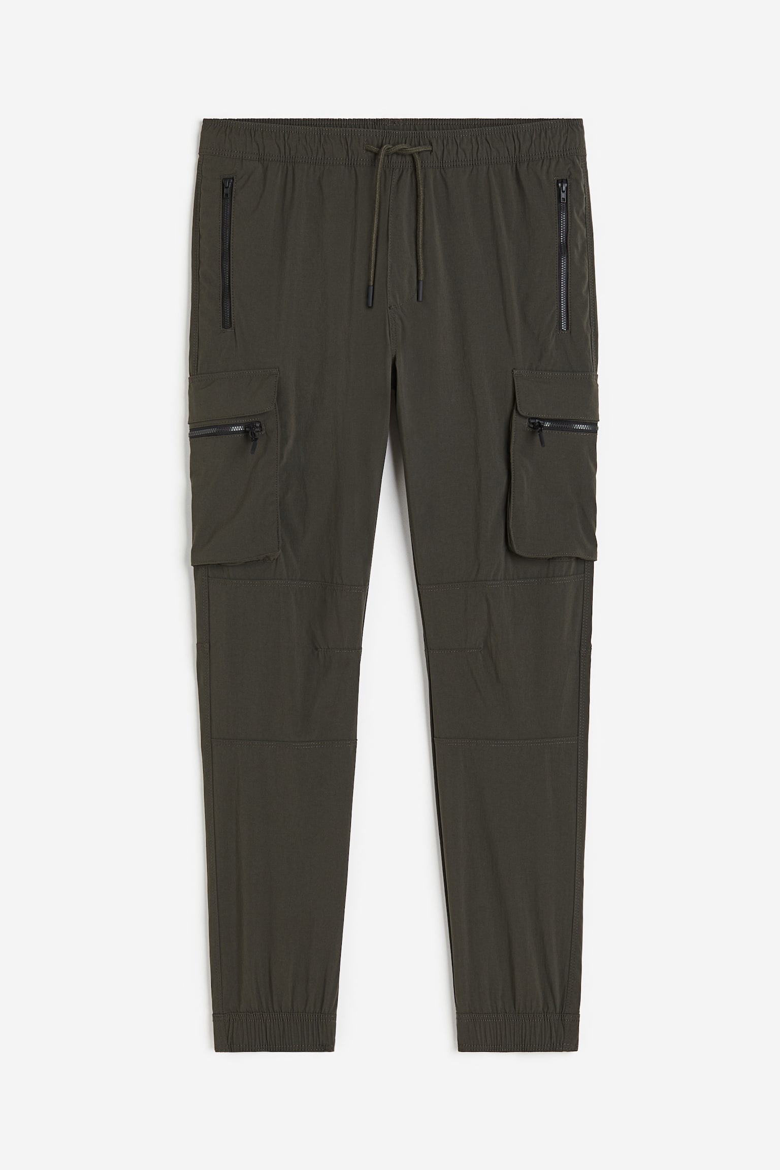 Skinny Fit Nylon Cargo Joggers - Dark khaki green/Black - 1