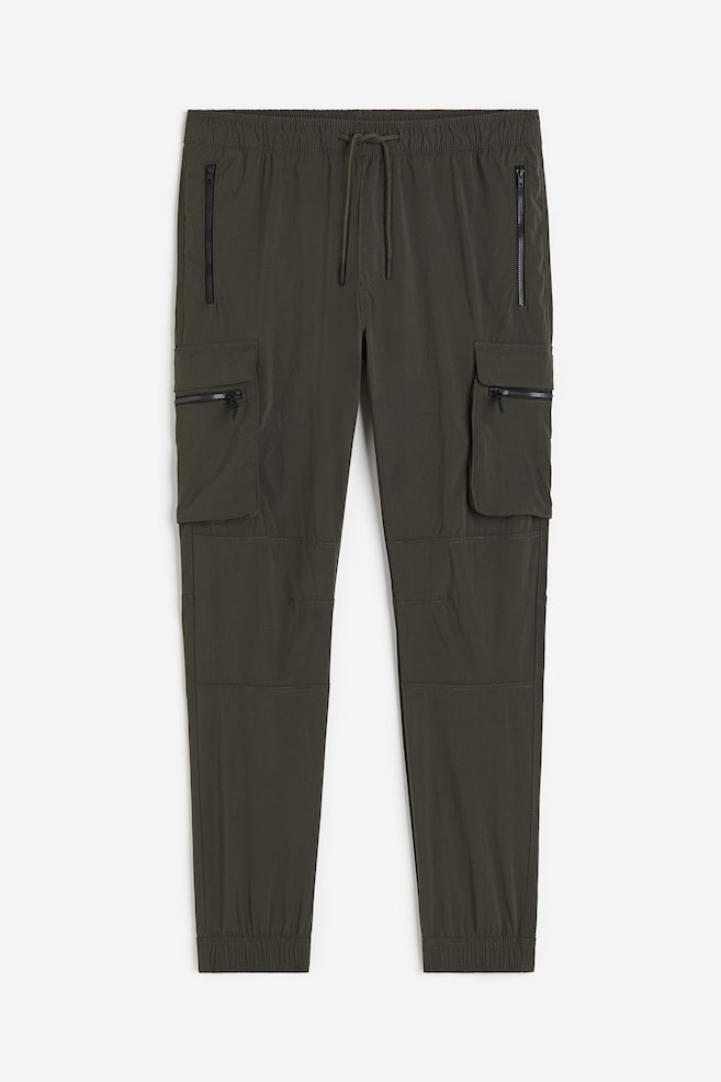Pantalon jogger cargo Skinny Fit en nylon - Vert kaki foncé/Noir - 1