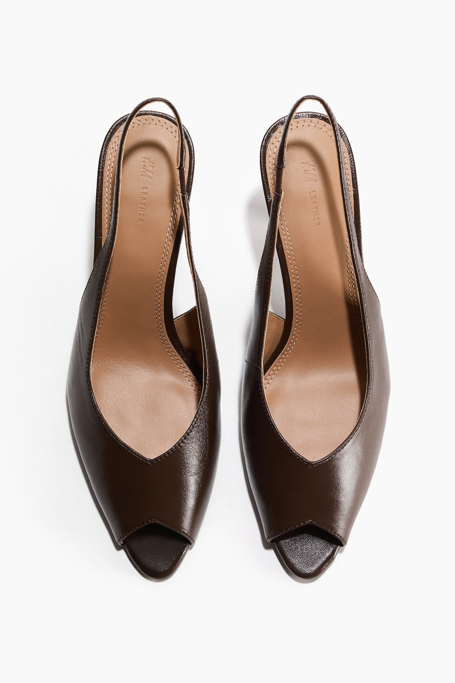 Женские туфли H&M Leather Slingback Pumps, цвет: Тёмный коричневый — фото 3