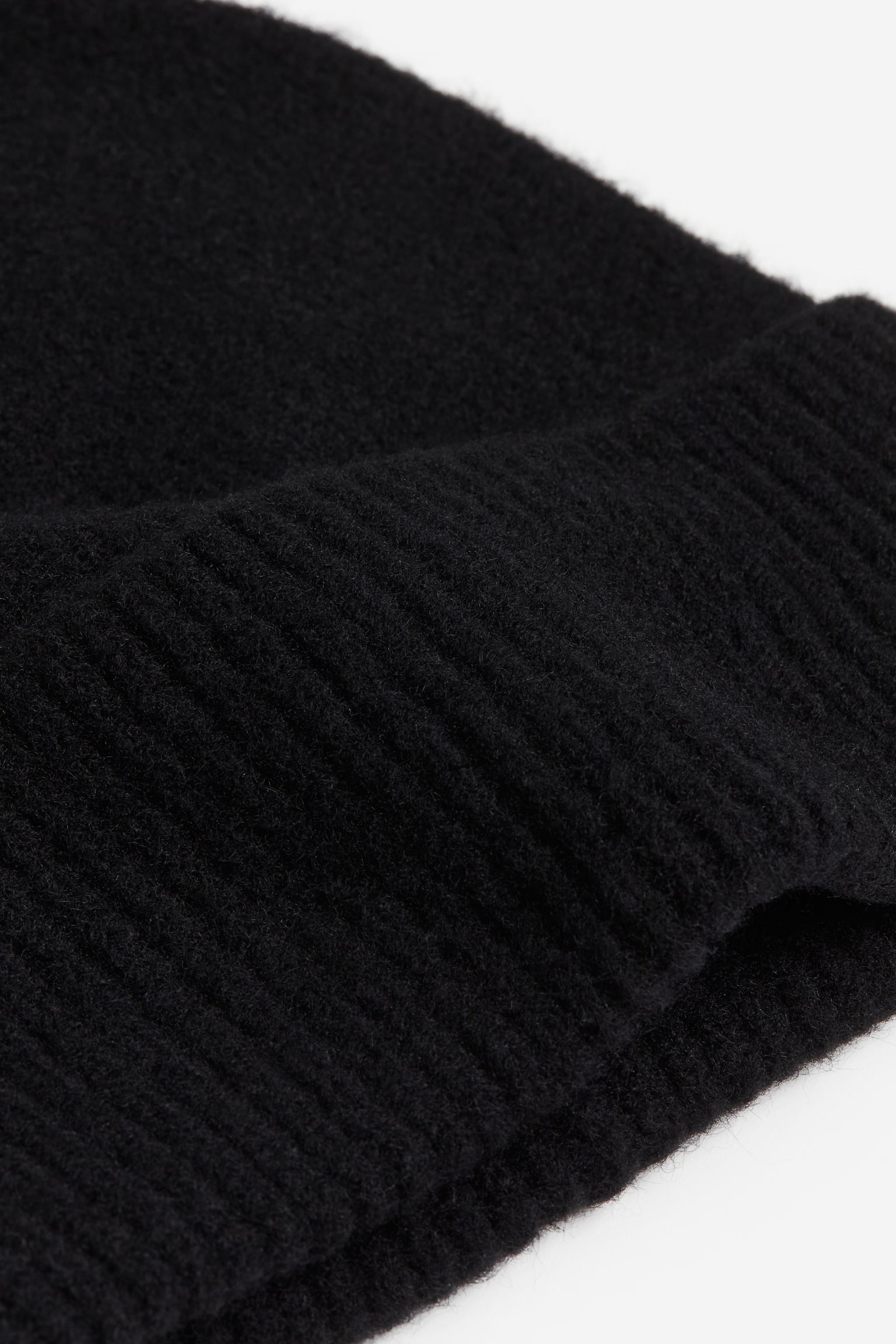 Rib-knit hat - Black/Beige - 2