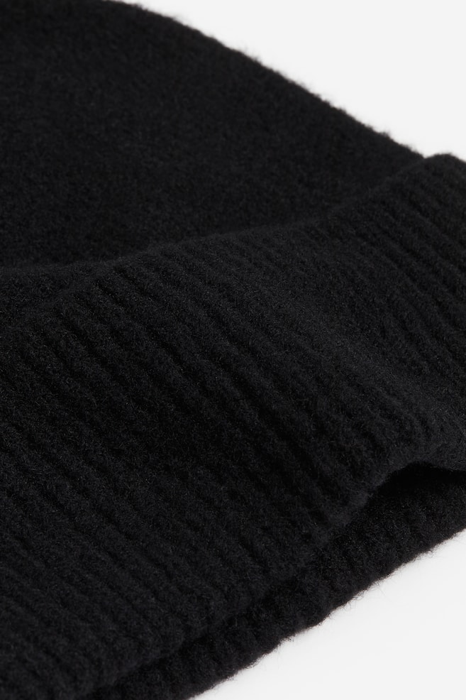 Rib-knit hat - Black/Cream/Beige - 3