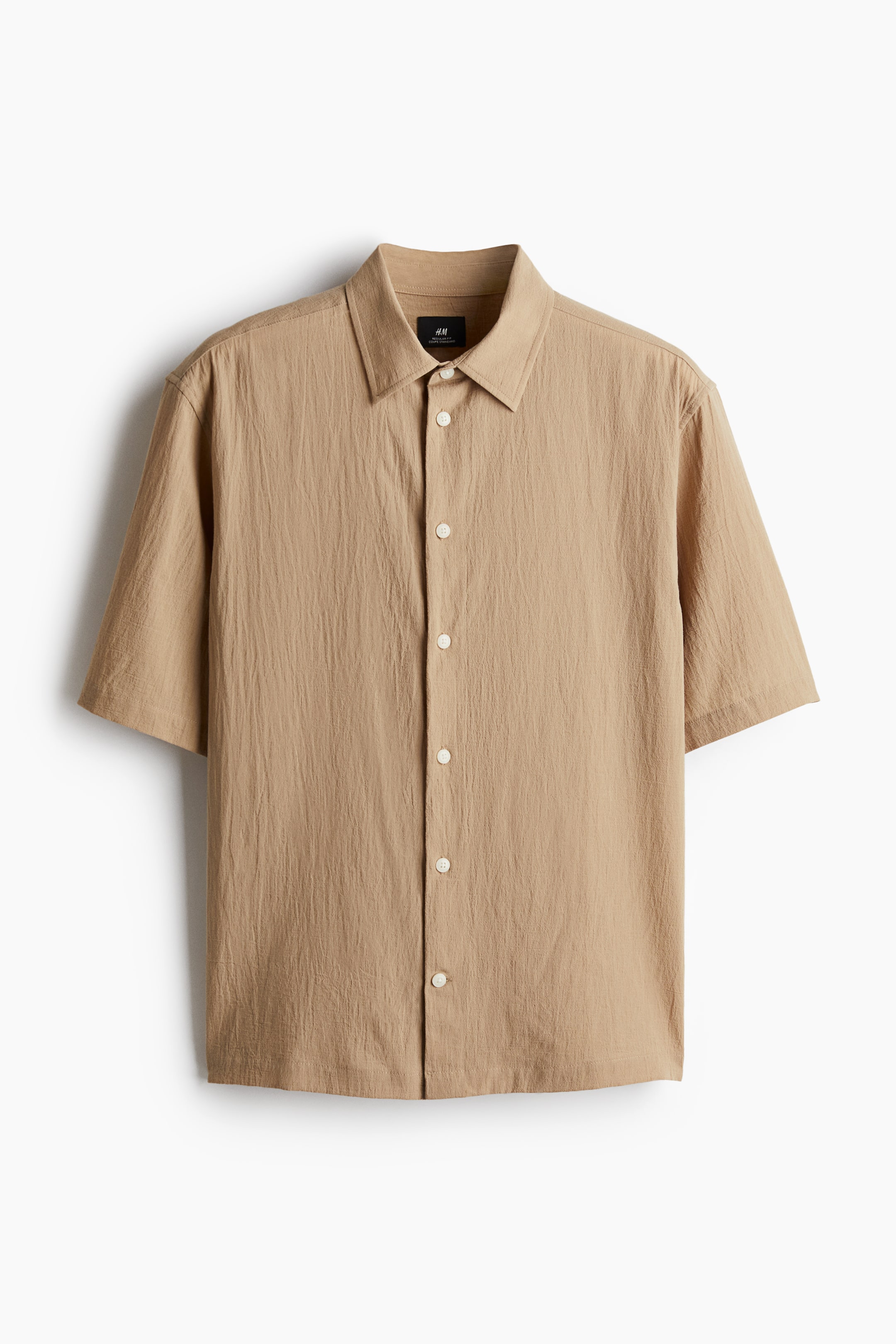 Regular-Fit Crinkled Short-Sleeved Shirt