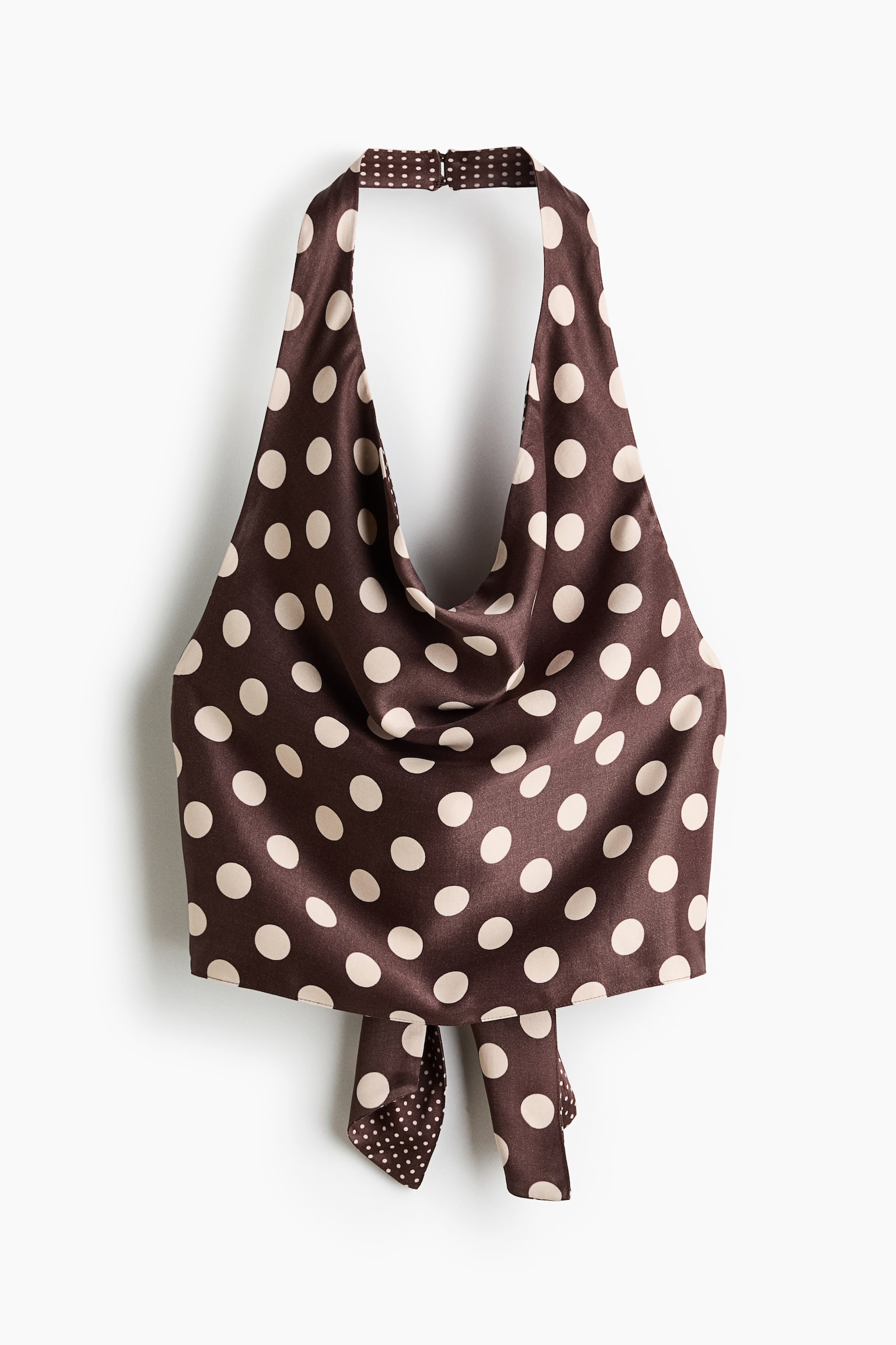 Satin halterneck top - Dark brown/Spotted - 4