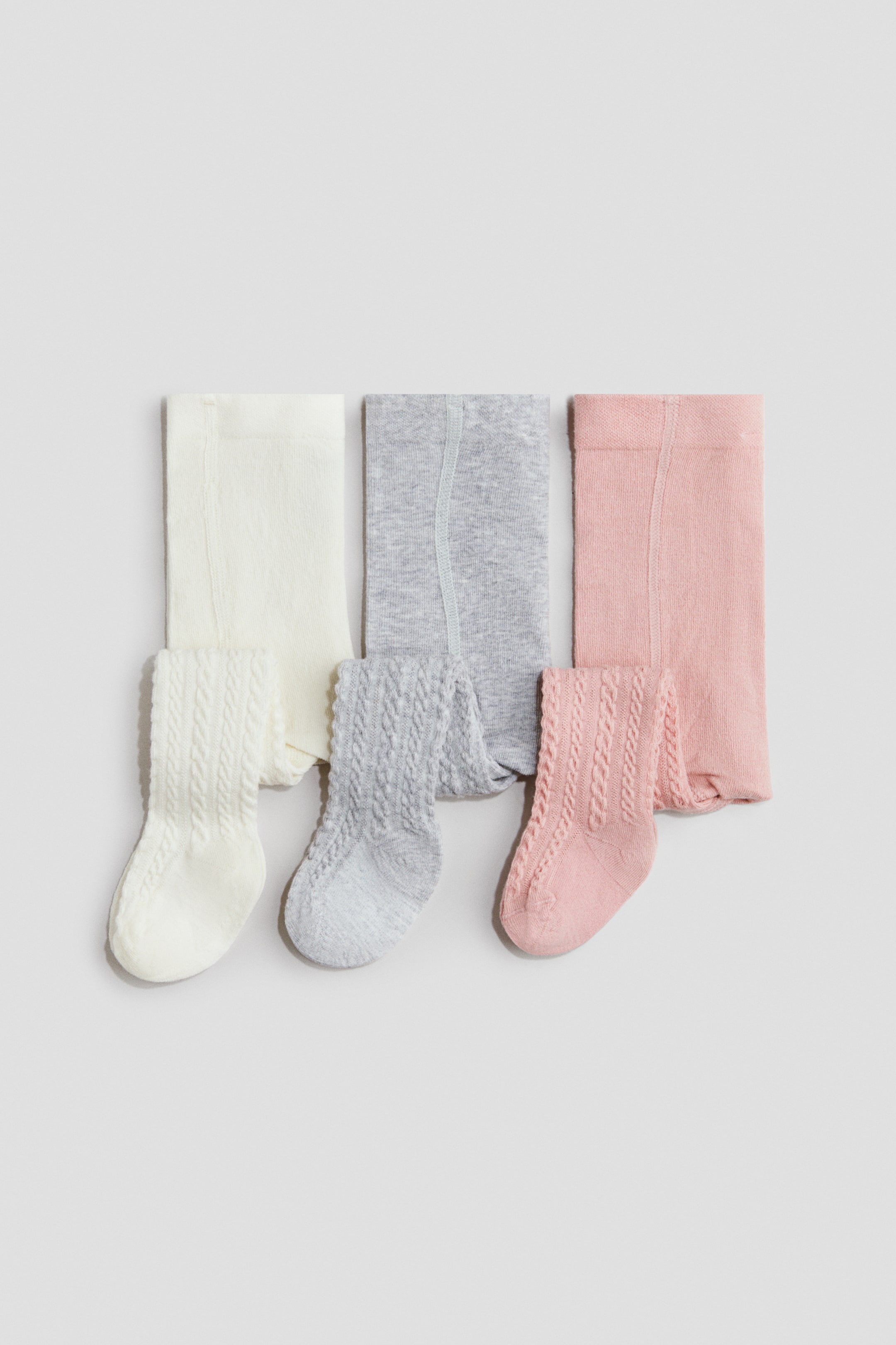 View larger image: 3-pack ribbed tights - Light pink/Light grey/Cream - Kids | H&M 1
