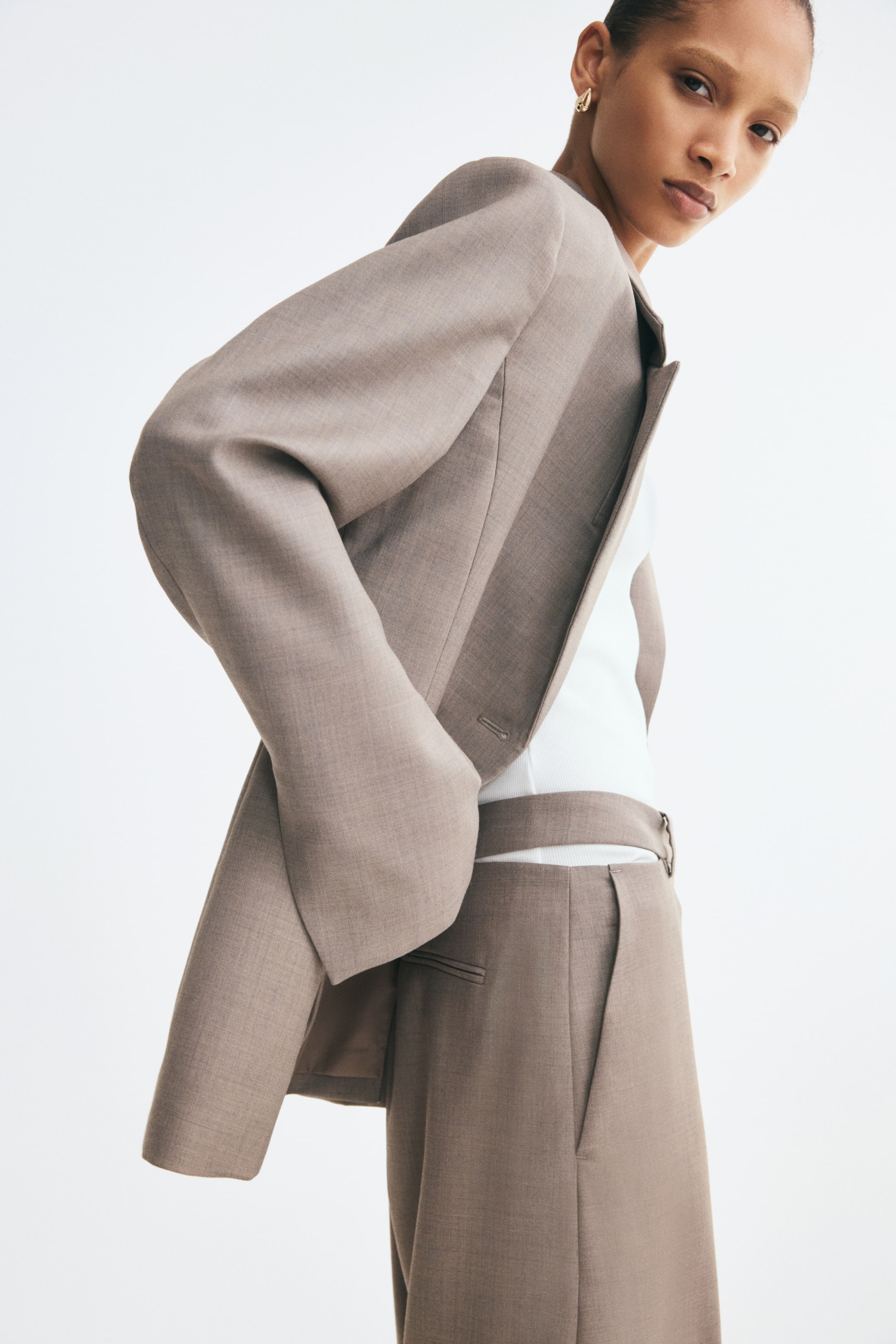 Wool-Blend Cutout Pants