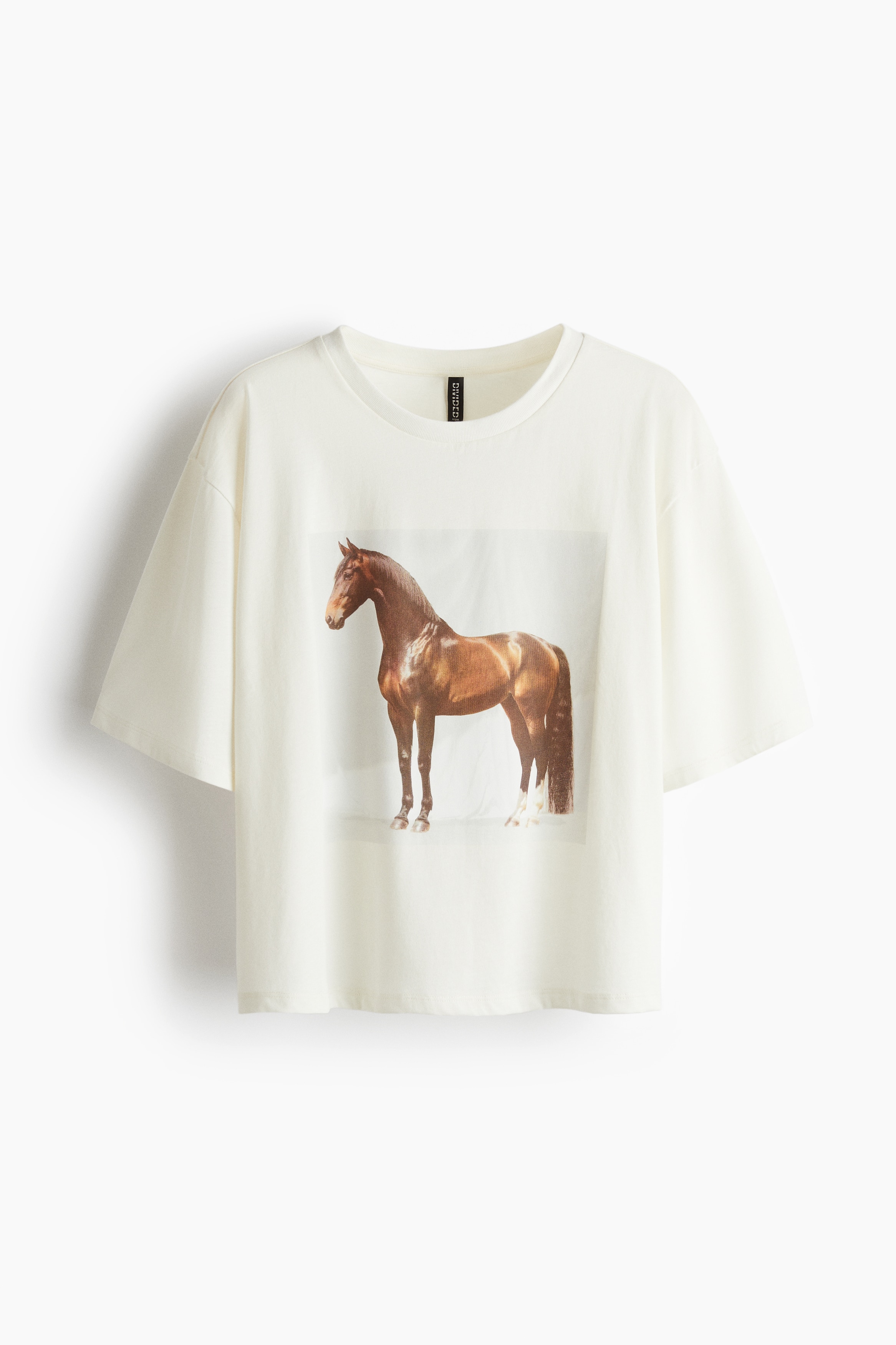 Loose-fit printed T-shirt - Cream/Horse