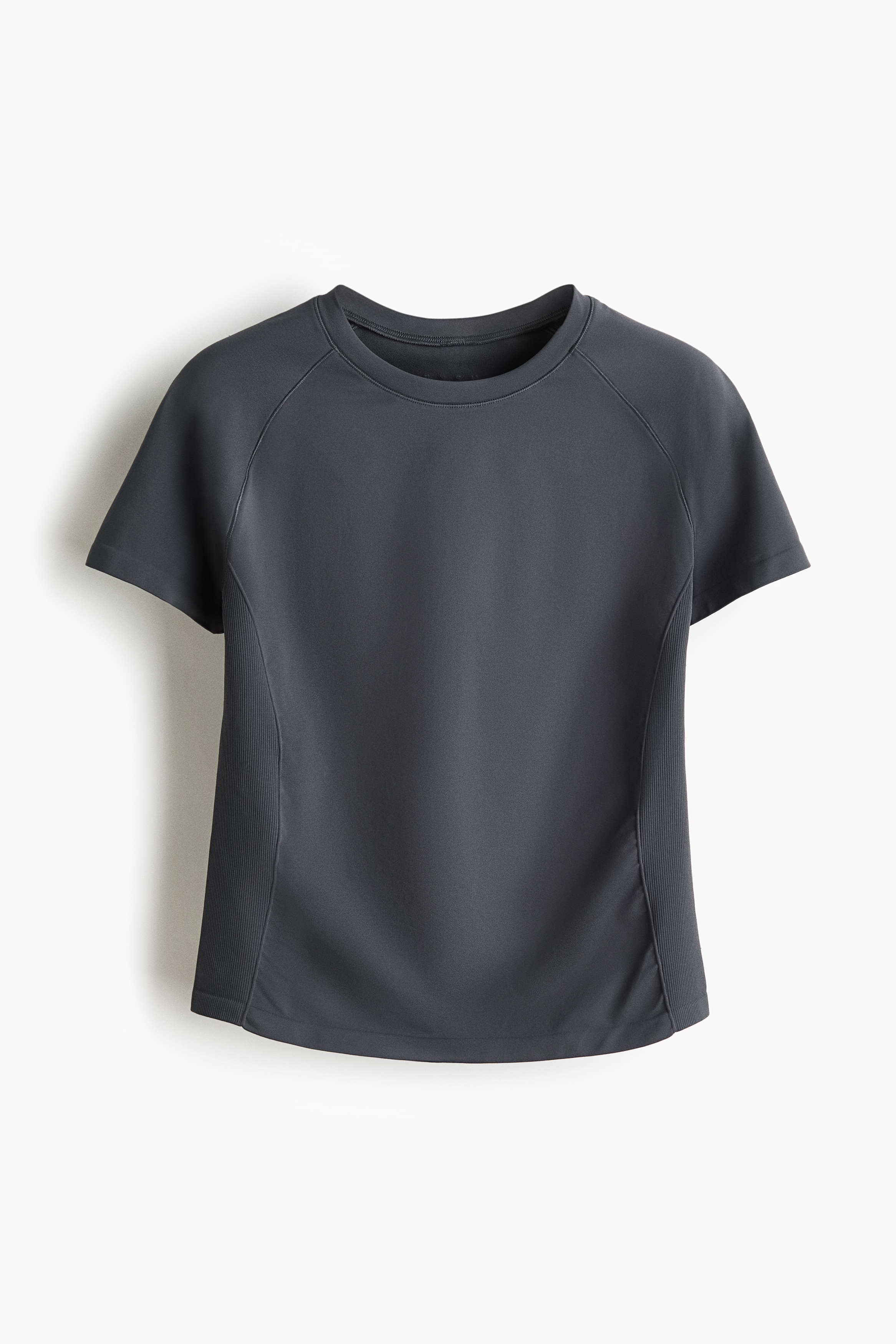 H & M - Nahtloses Sport-T-Shirt mit DryMove in Slim Fit - Grau - Sportswear