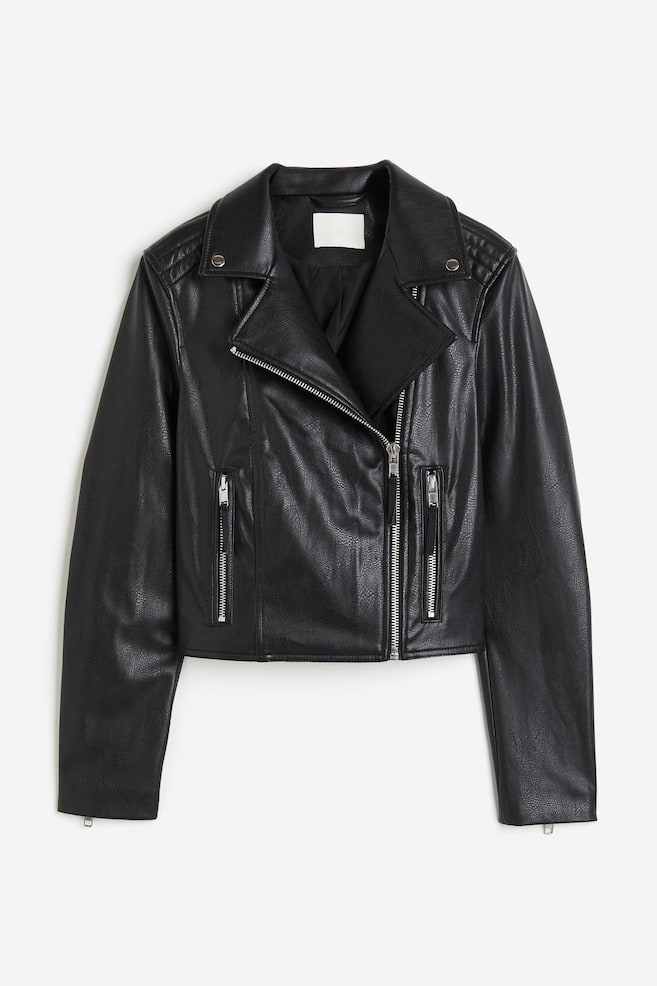 Coated biker jacket - Black - 2