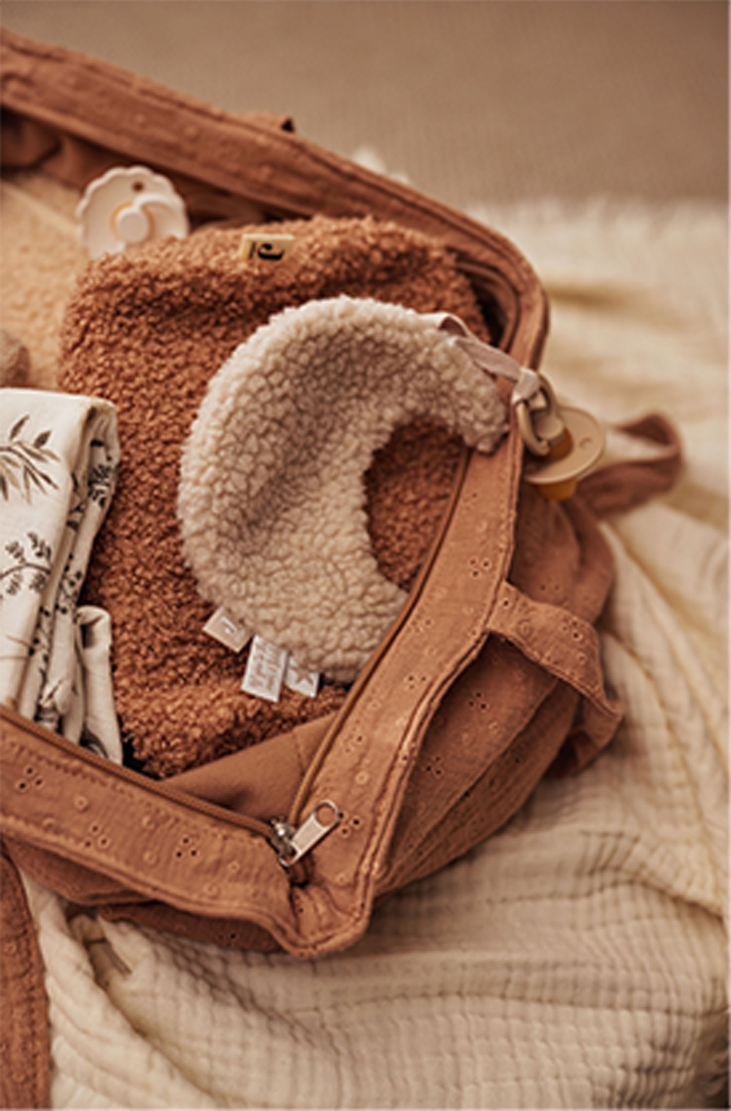 Wickelunterlage & Beutel - Boucle/biscuit/Boucle/naturel