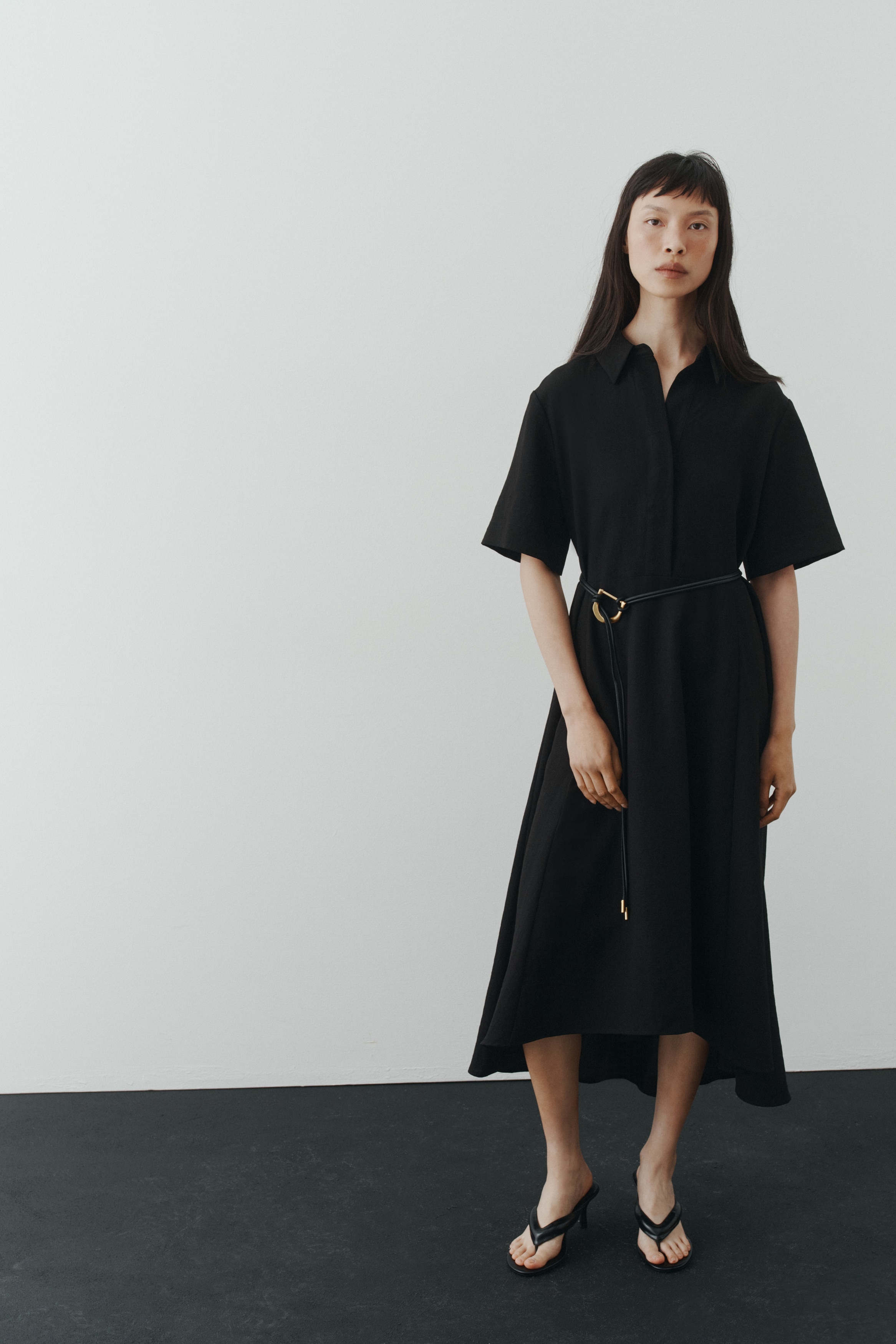 hm tie belt shirt dress Women's White Tie-Belt Shirt Dress
