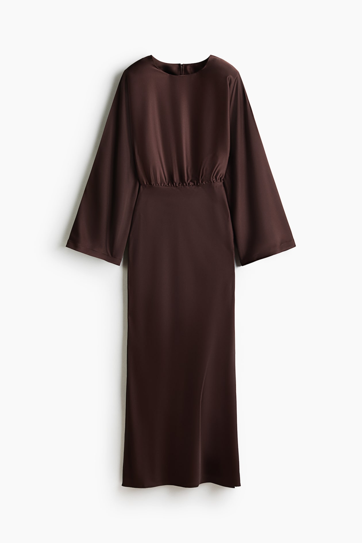 Women's Dark brown Shoulder Pad Satin Dress