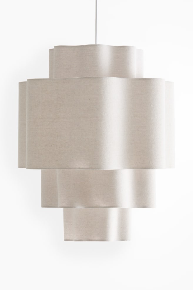 Fabric-covered pendant light - Light beige - 1