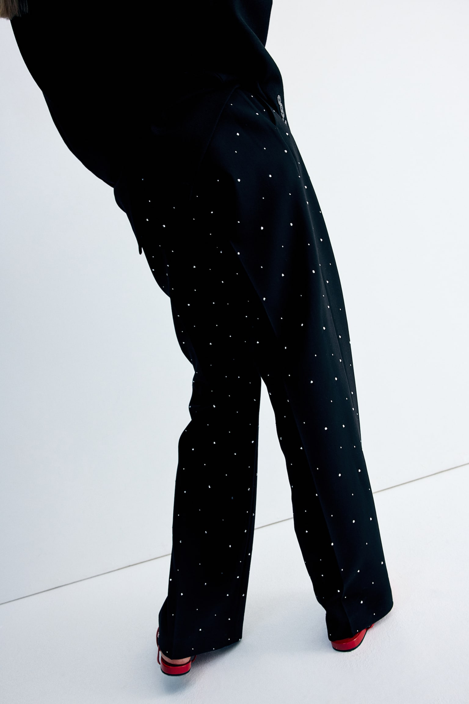 Straight embellished trousers - Black/Rhinestones/Black/Sequins - 3