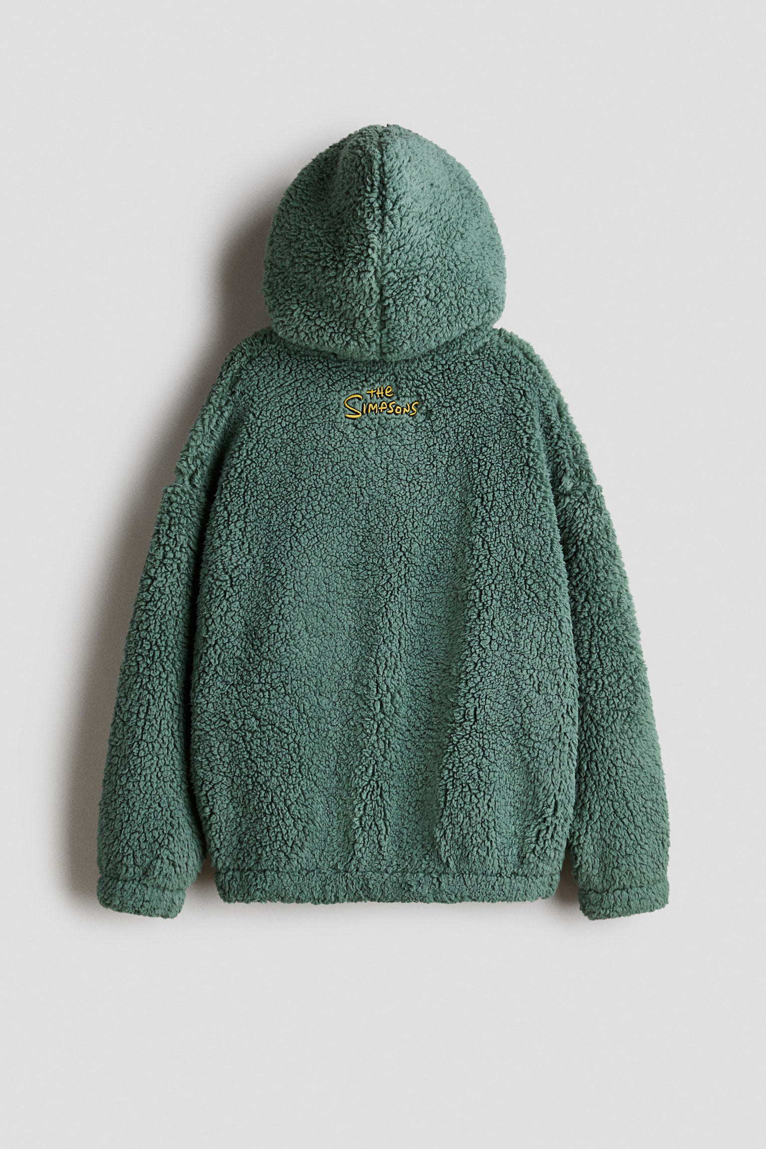 Embroidery-detail teddy hoodie - Dark dusty green/The Simpsons - 3