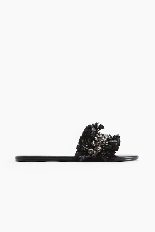 Rhinestone-embellished sandals - Negro/Beige - 1