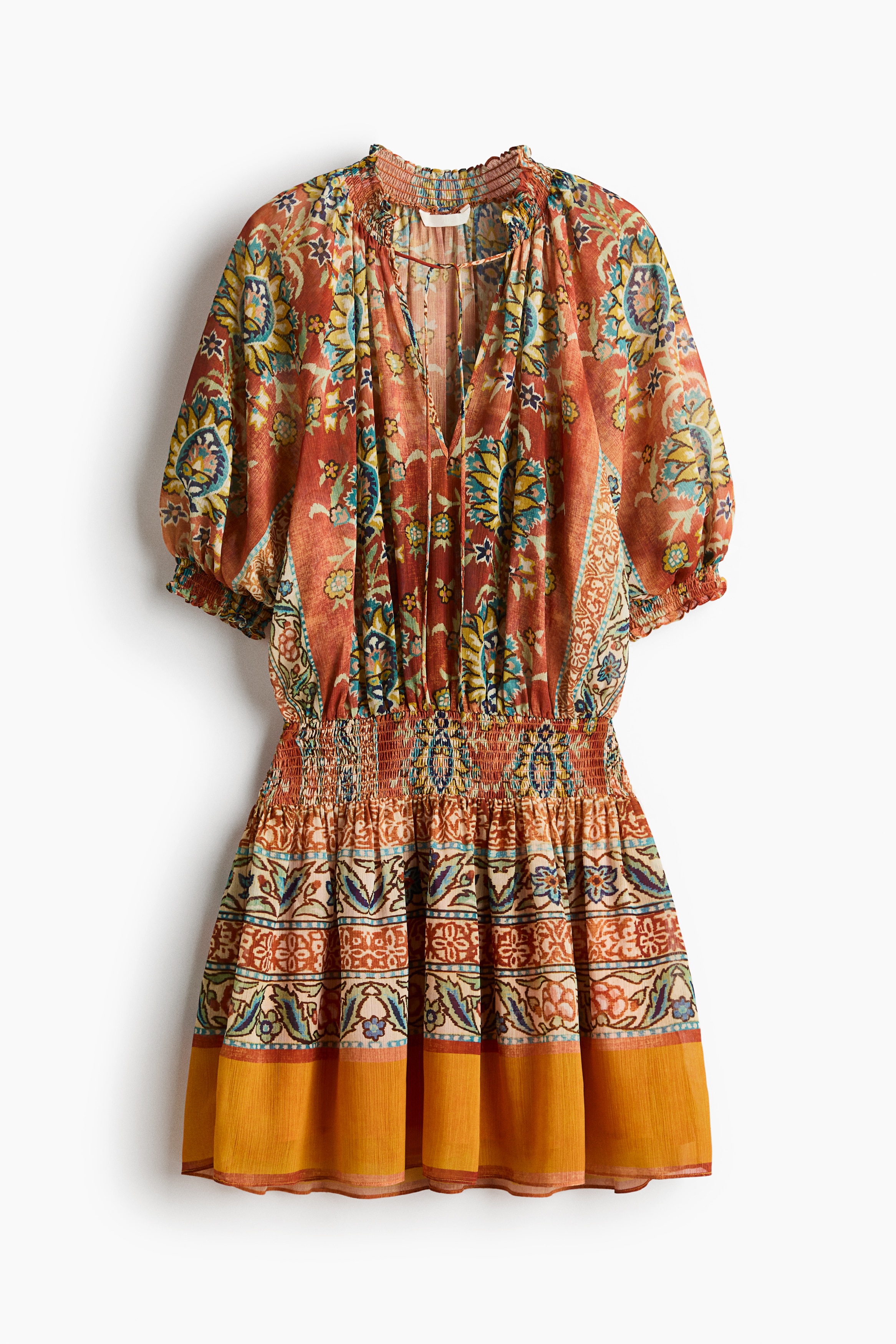 Oversized tunic dress - Burnt orange/Patterned