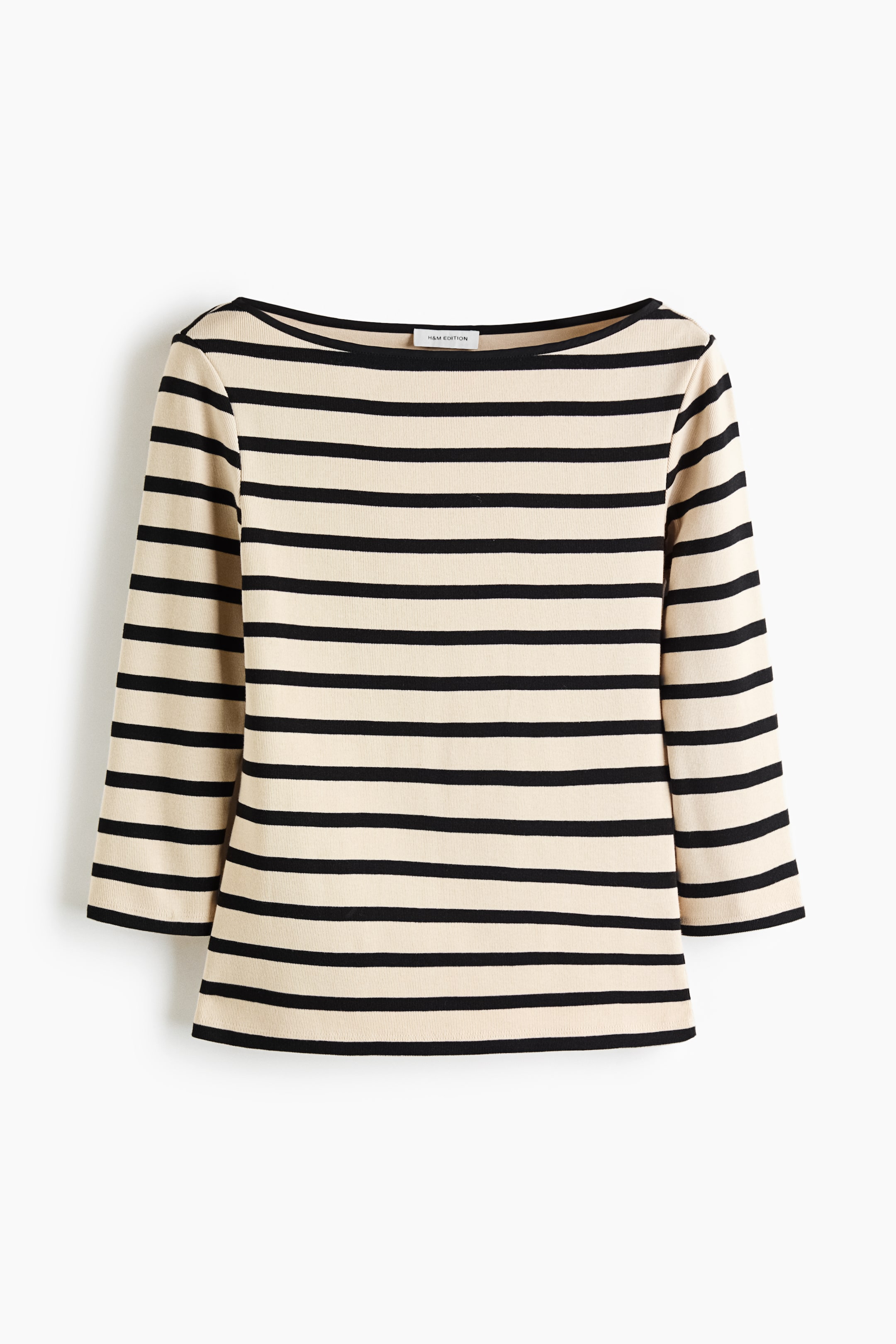 View larger image: Boat-neck jersey top - Light beige/Striped - Ladies | H&M 1