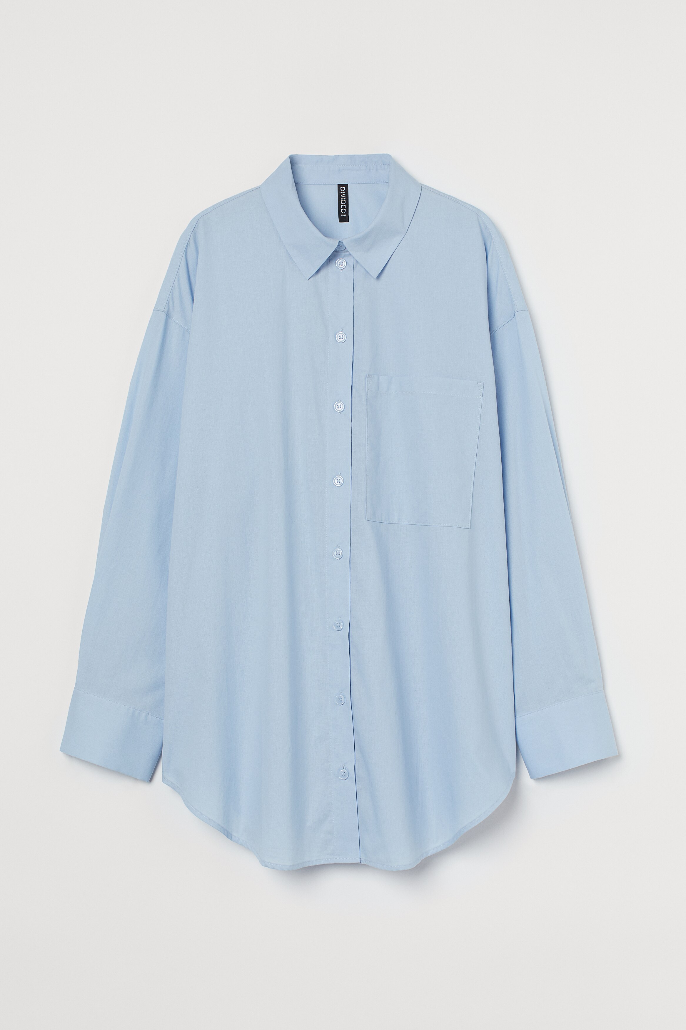 Oversized Poplin Shirt - Long sleeve - Long - Light beige - Ladies 