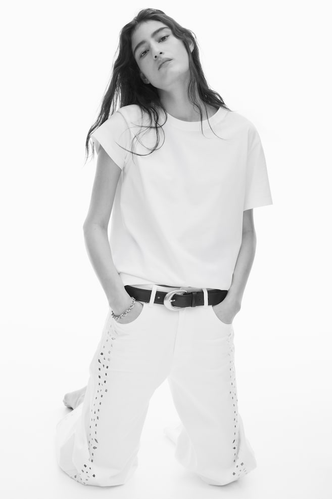 Cotton T-shirt-White - 4