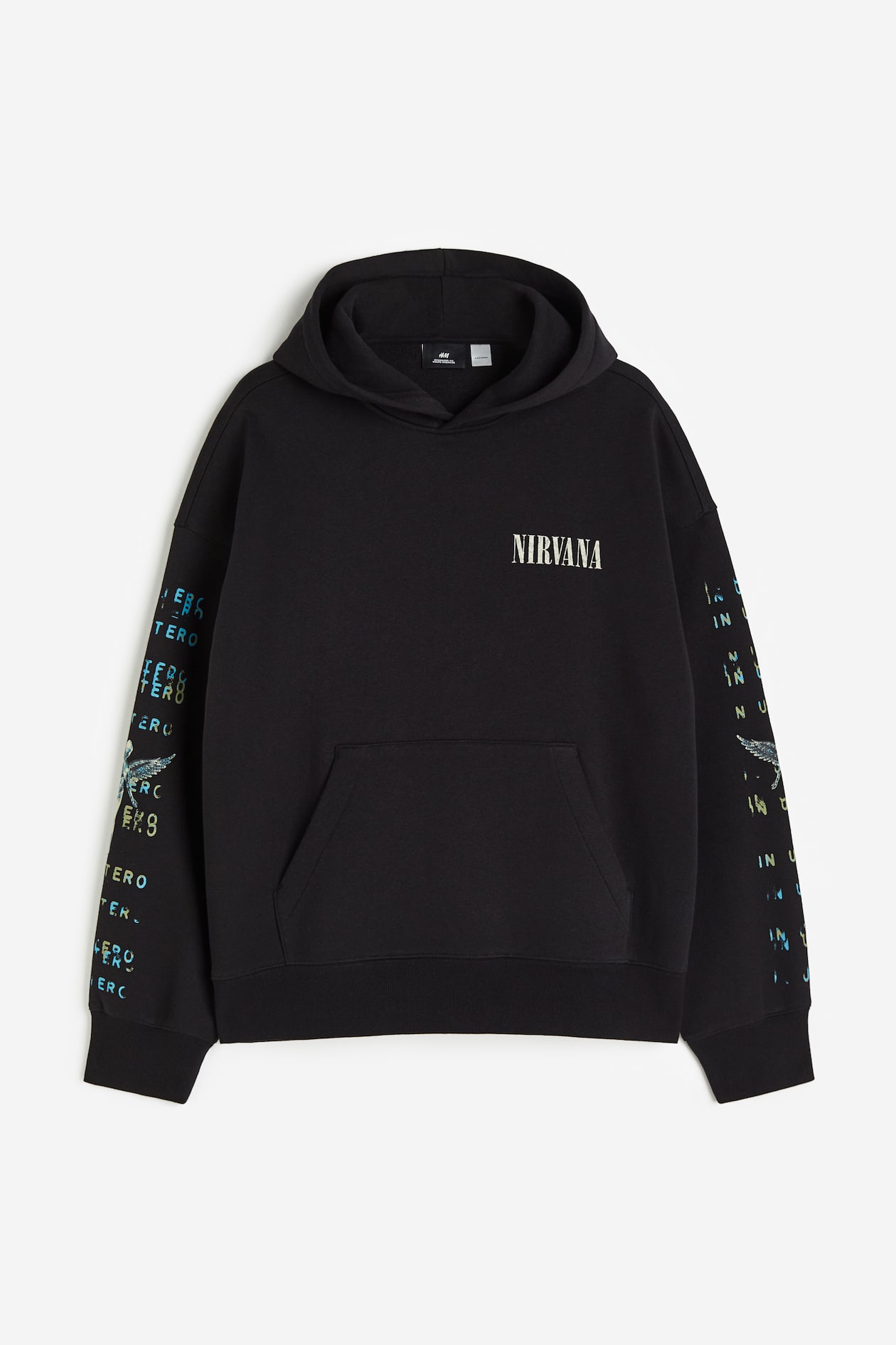 Oversized Fit Printed hoodie Black/Nirvana Men H&M IN