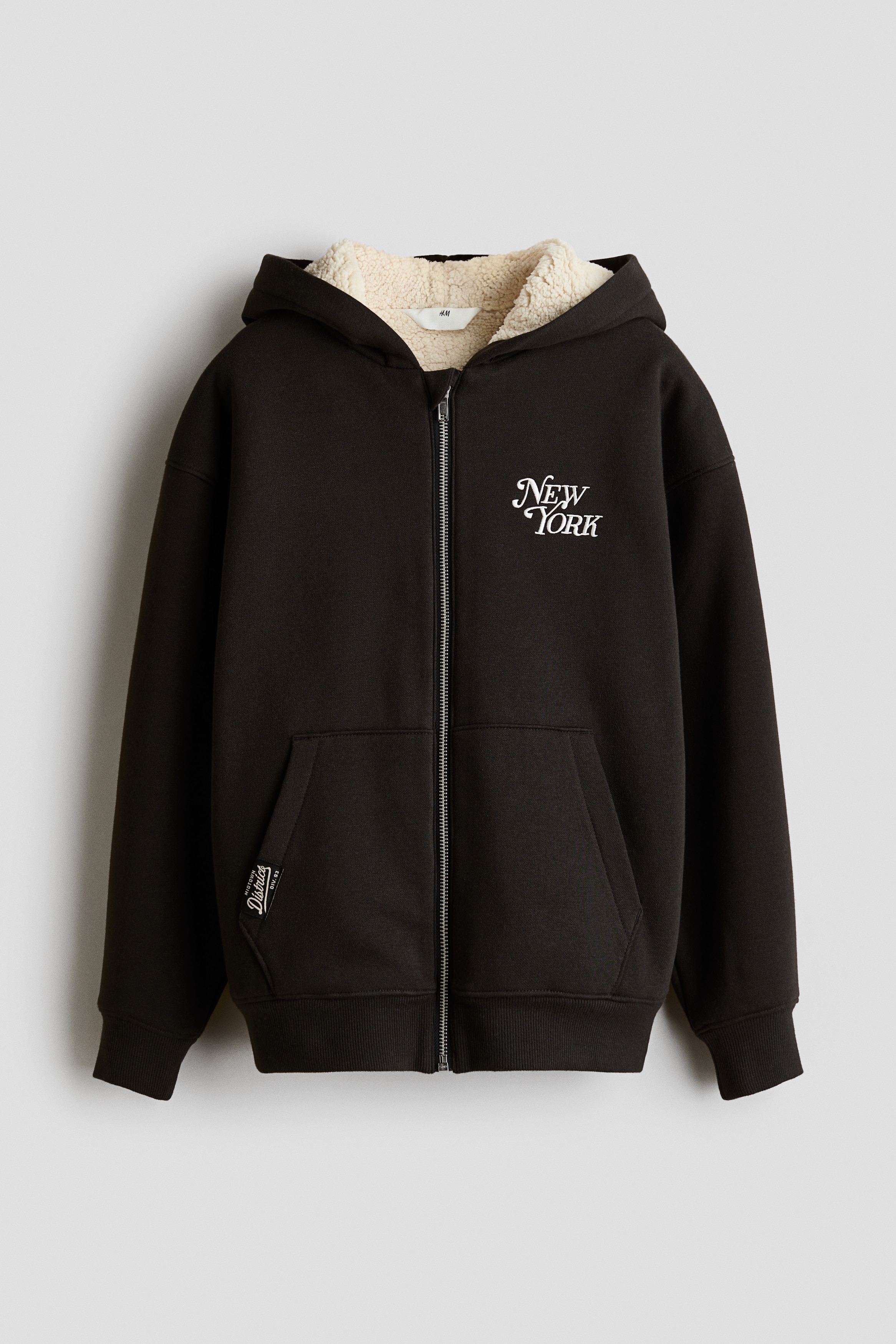 Pile-lined zip-through hoodieModel