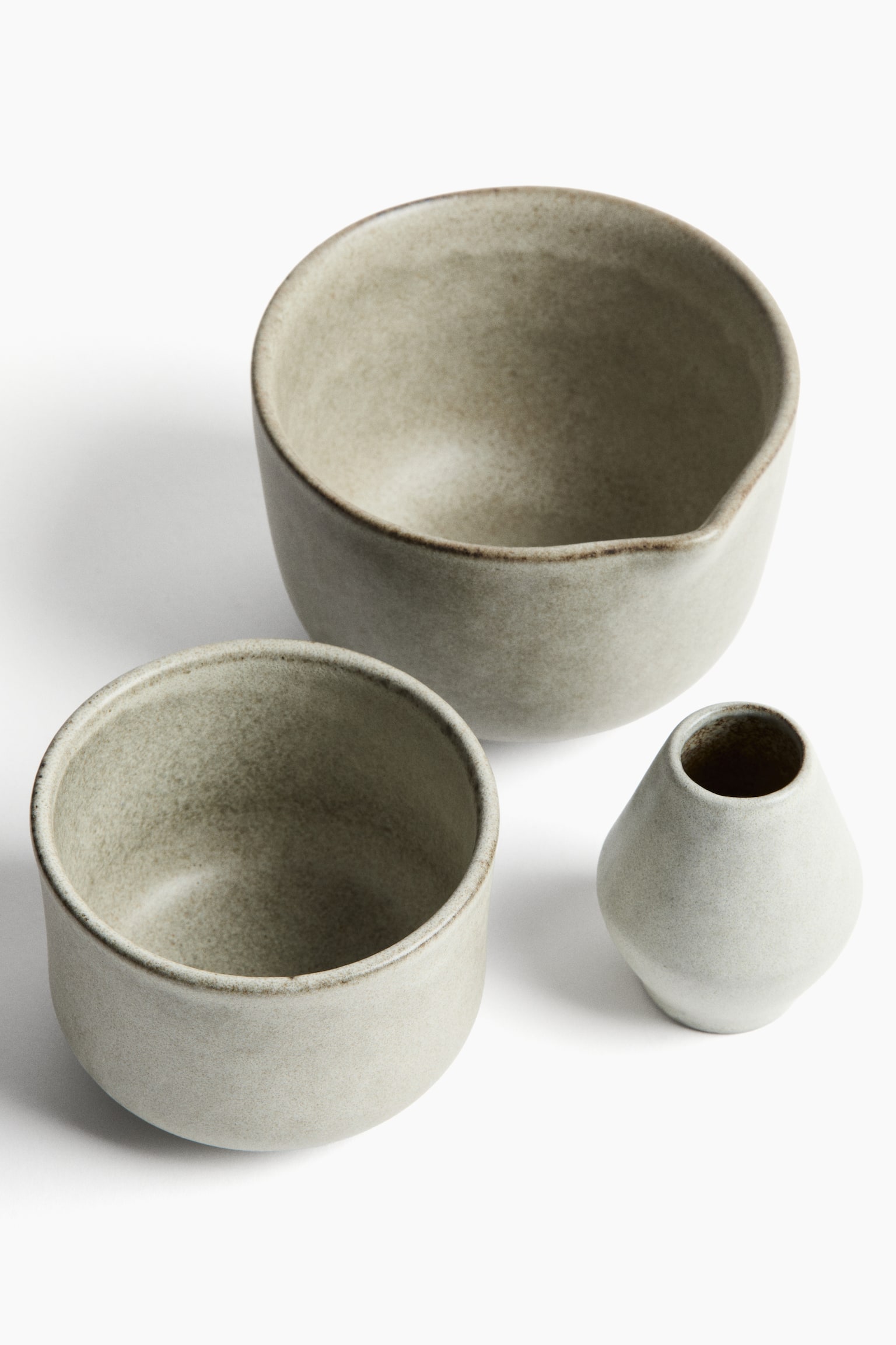 Stoneware matcha set - Greige/Light pink/Dark green/Beige - 4