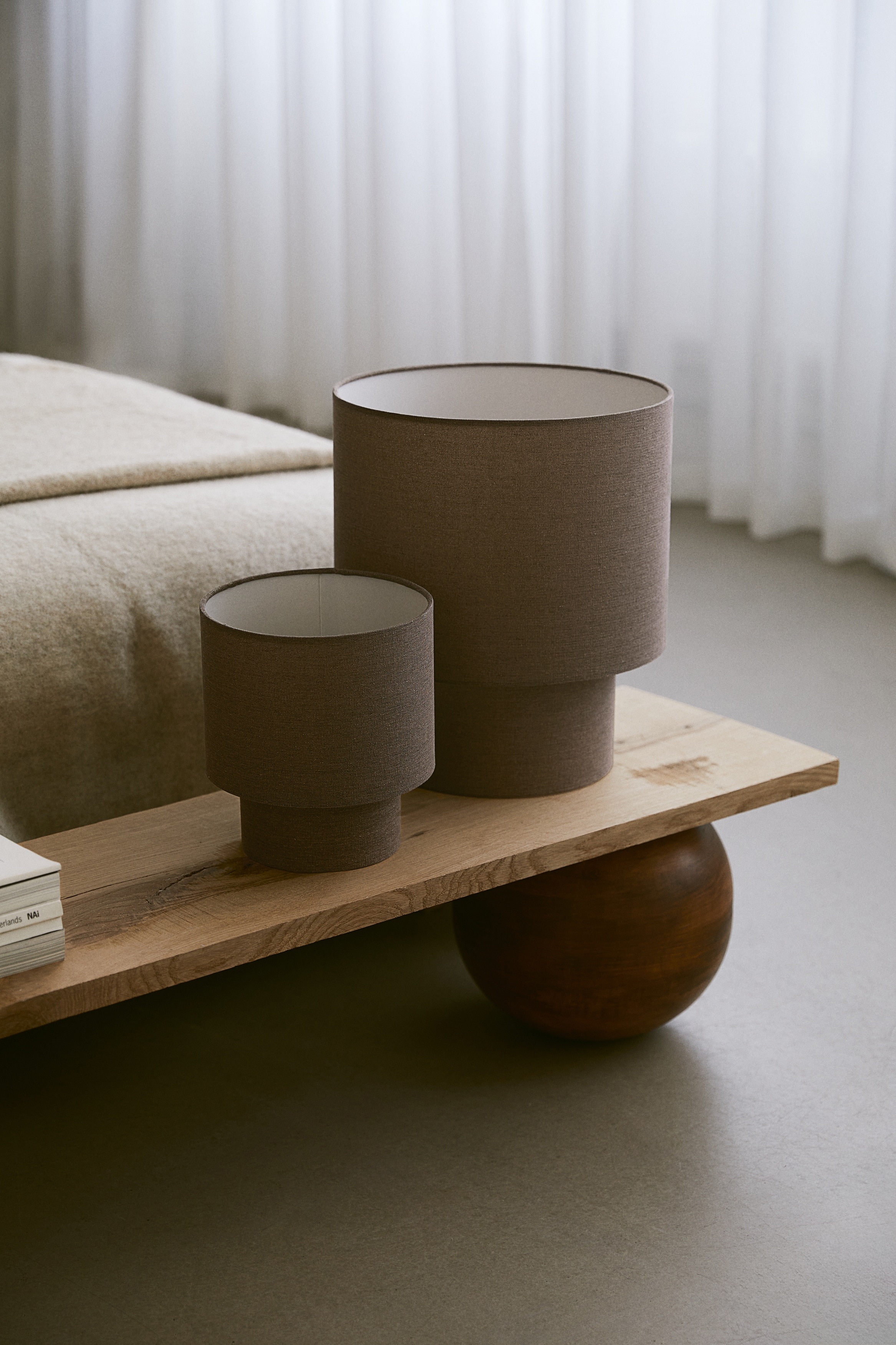 Grote tafellamp - Bruin/Licht kakigroen/Lichtbeige